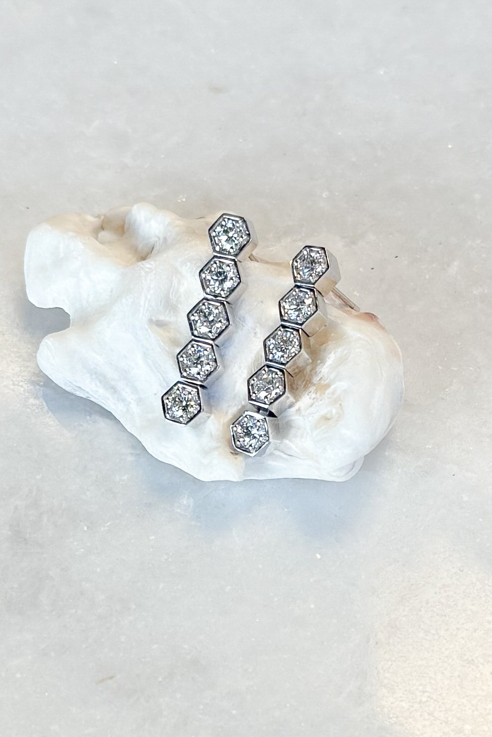 Diamond Hex Drop Earrings