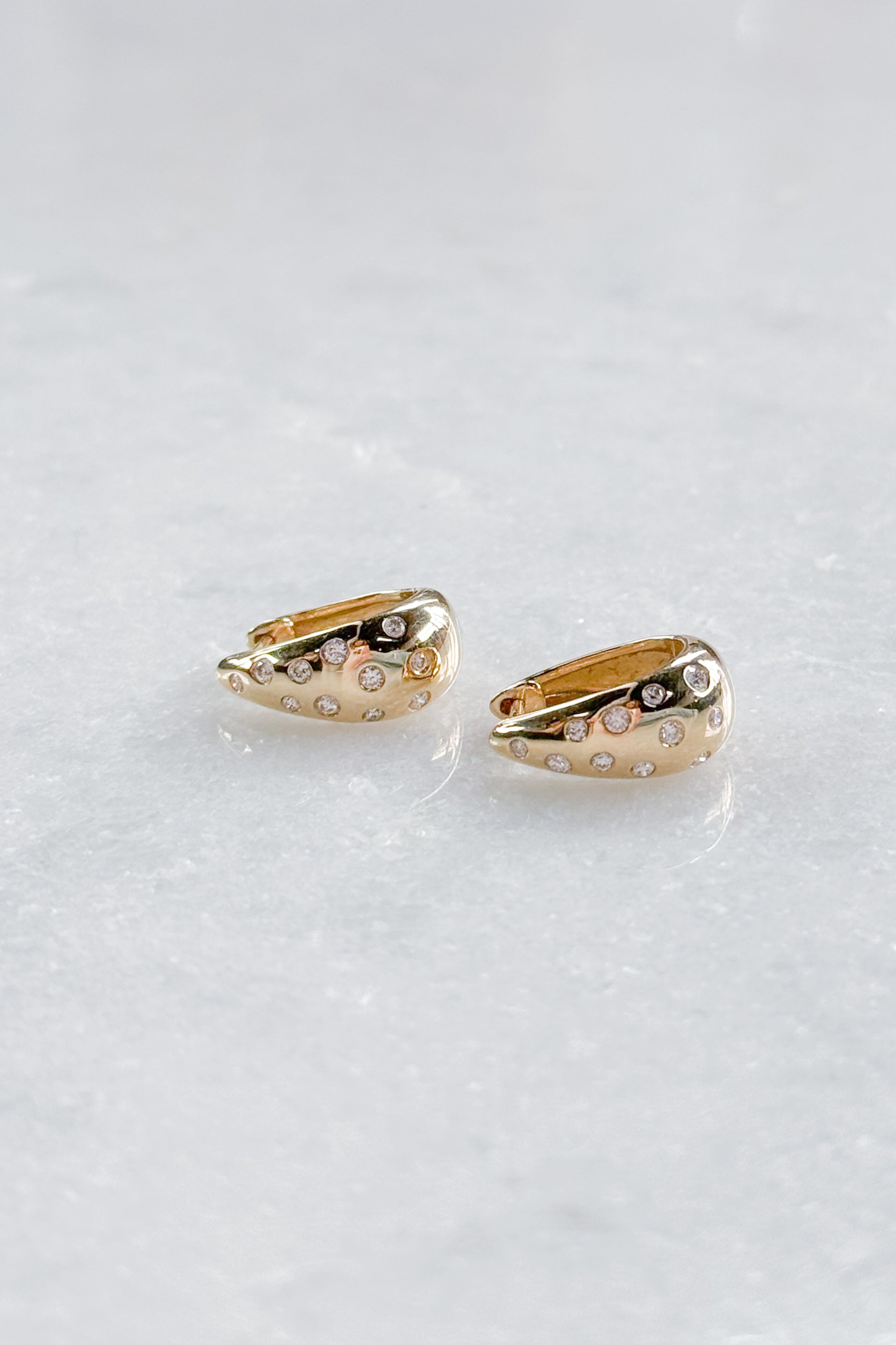 Diamond Sprinkled Huggie Hoop Earring
