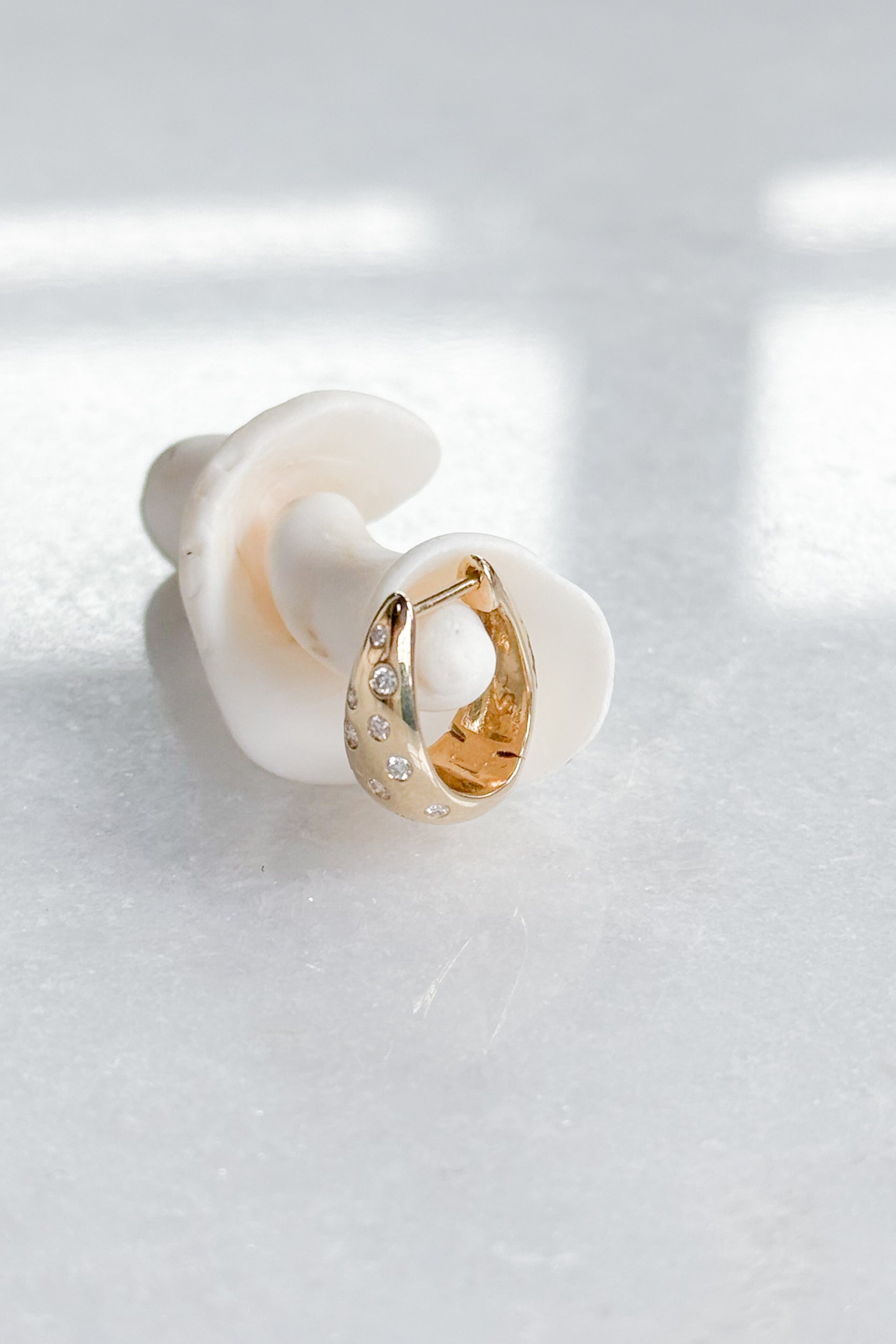 Diamond Sprinkled Huggie Hoop Earring