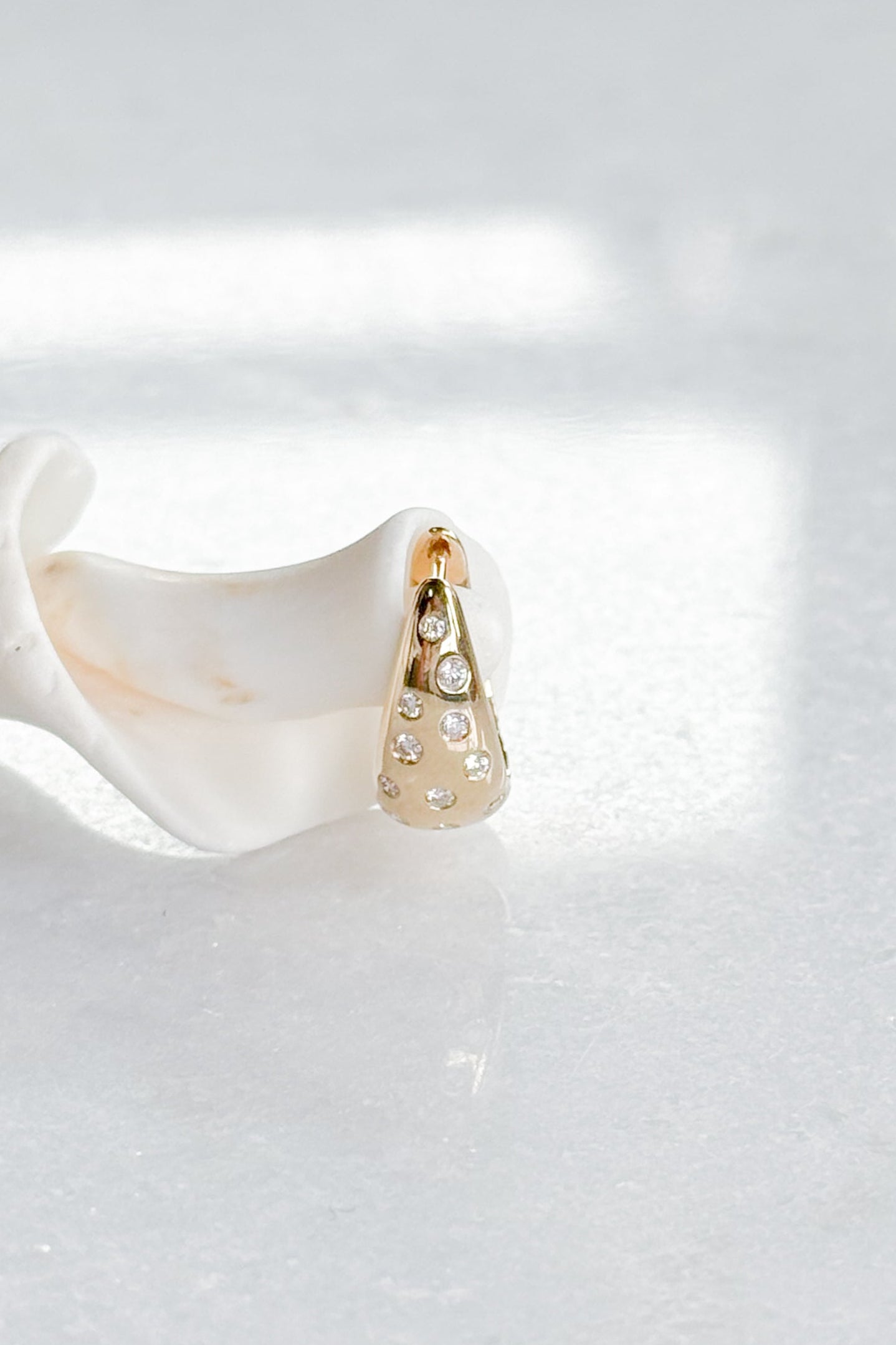 Diamond Sprinkled Huggie Hoop Earring