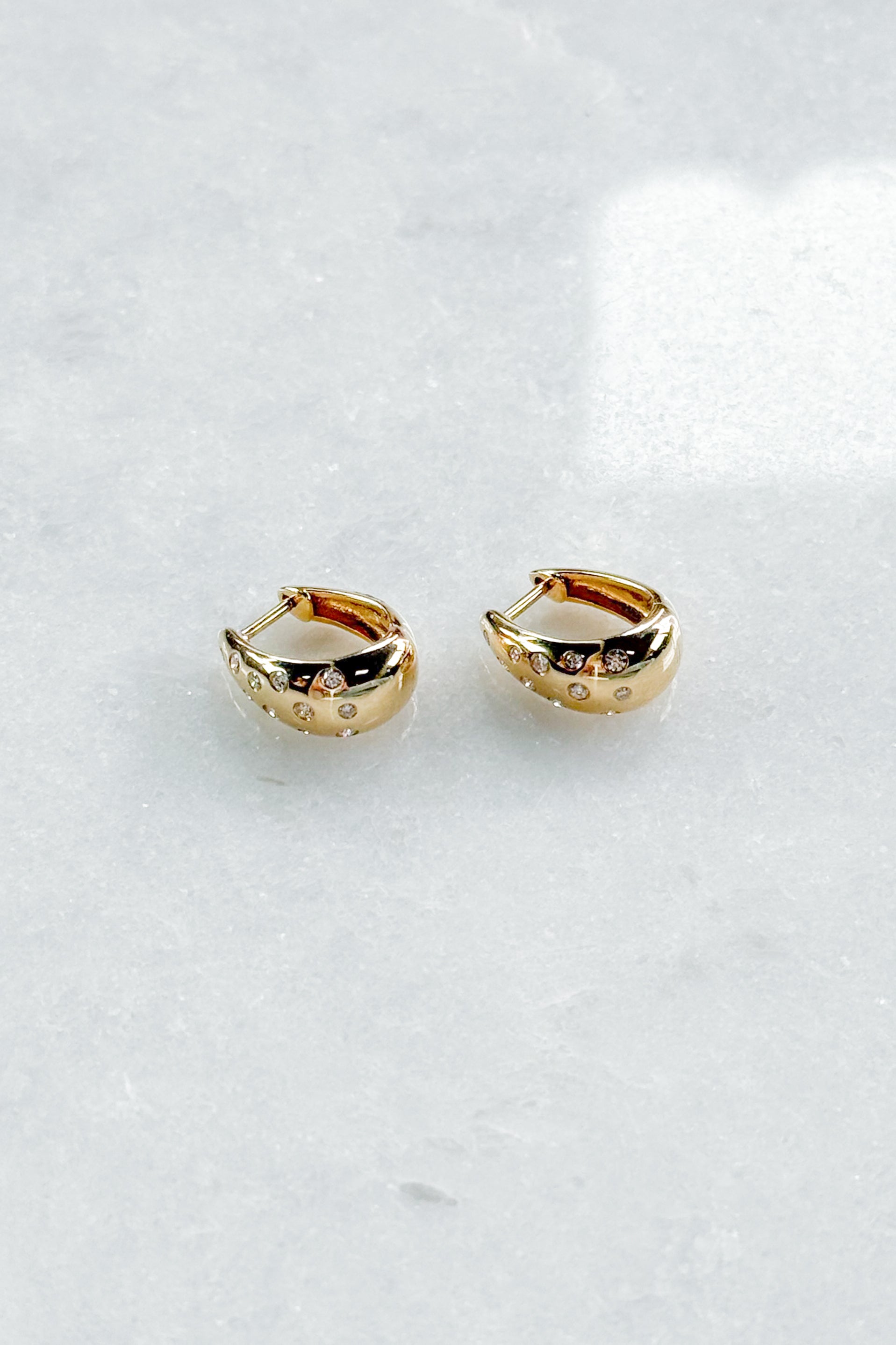 Diamond Sprinkled Huggie Hoop Earring