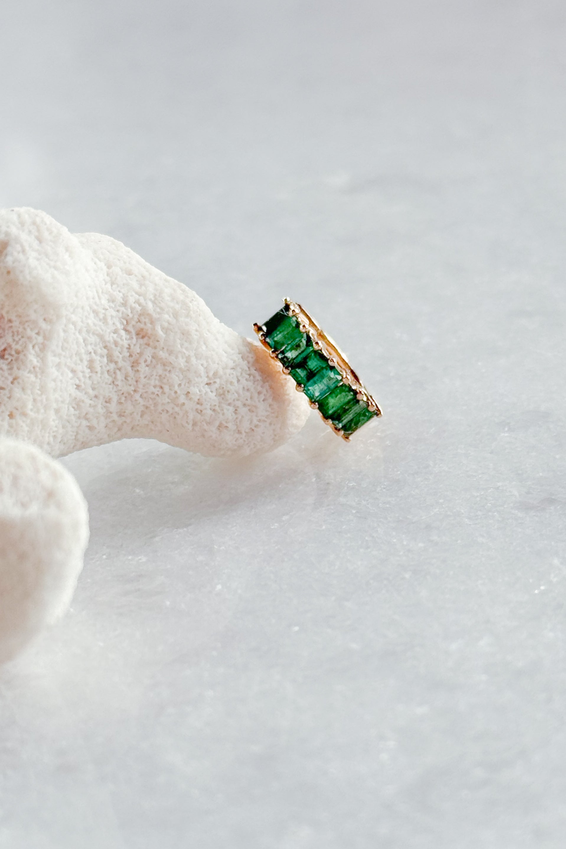 Emerald Baguette-Cut Huggie Hoop Earring