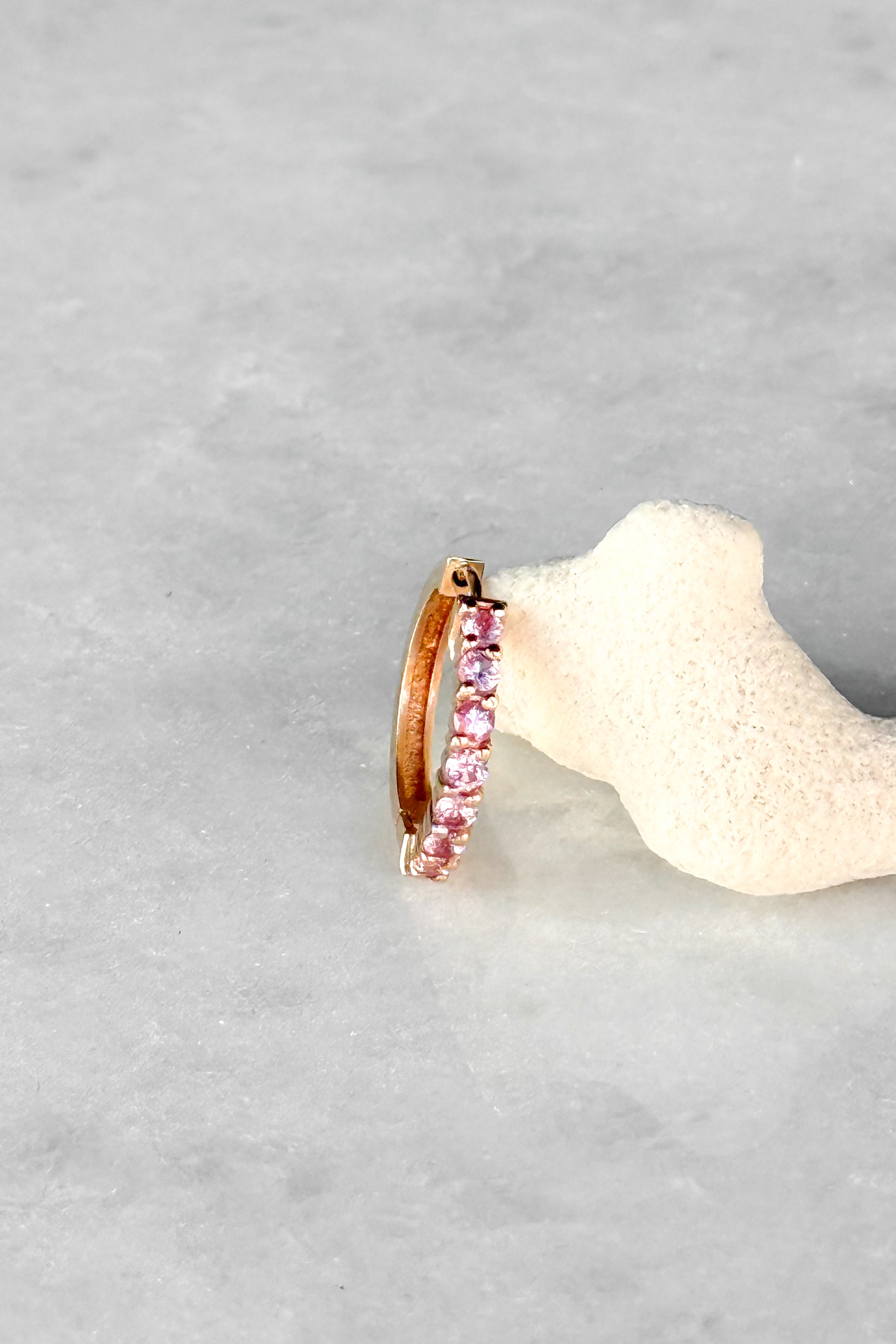 Pink Sapphire Huggie Hoop Earring