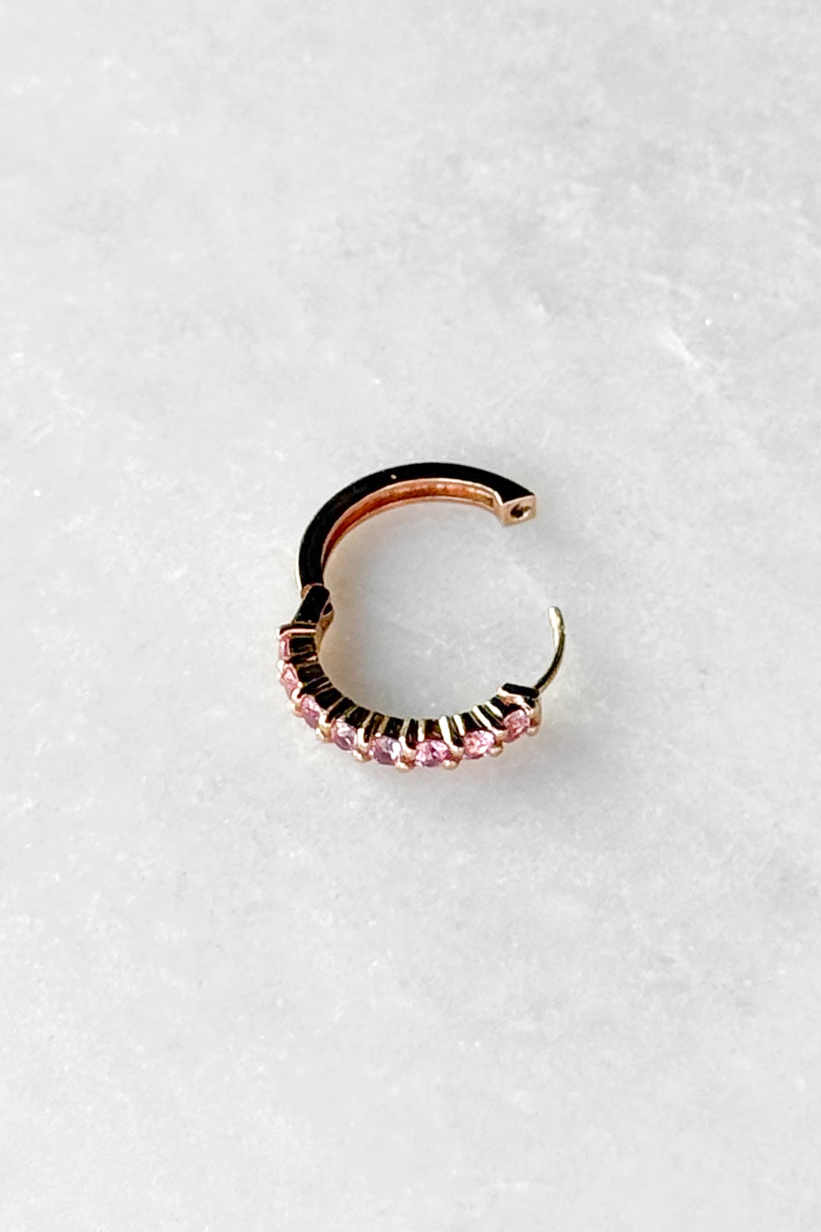 Pink Sapphire Huggie Hoop Earring