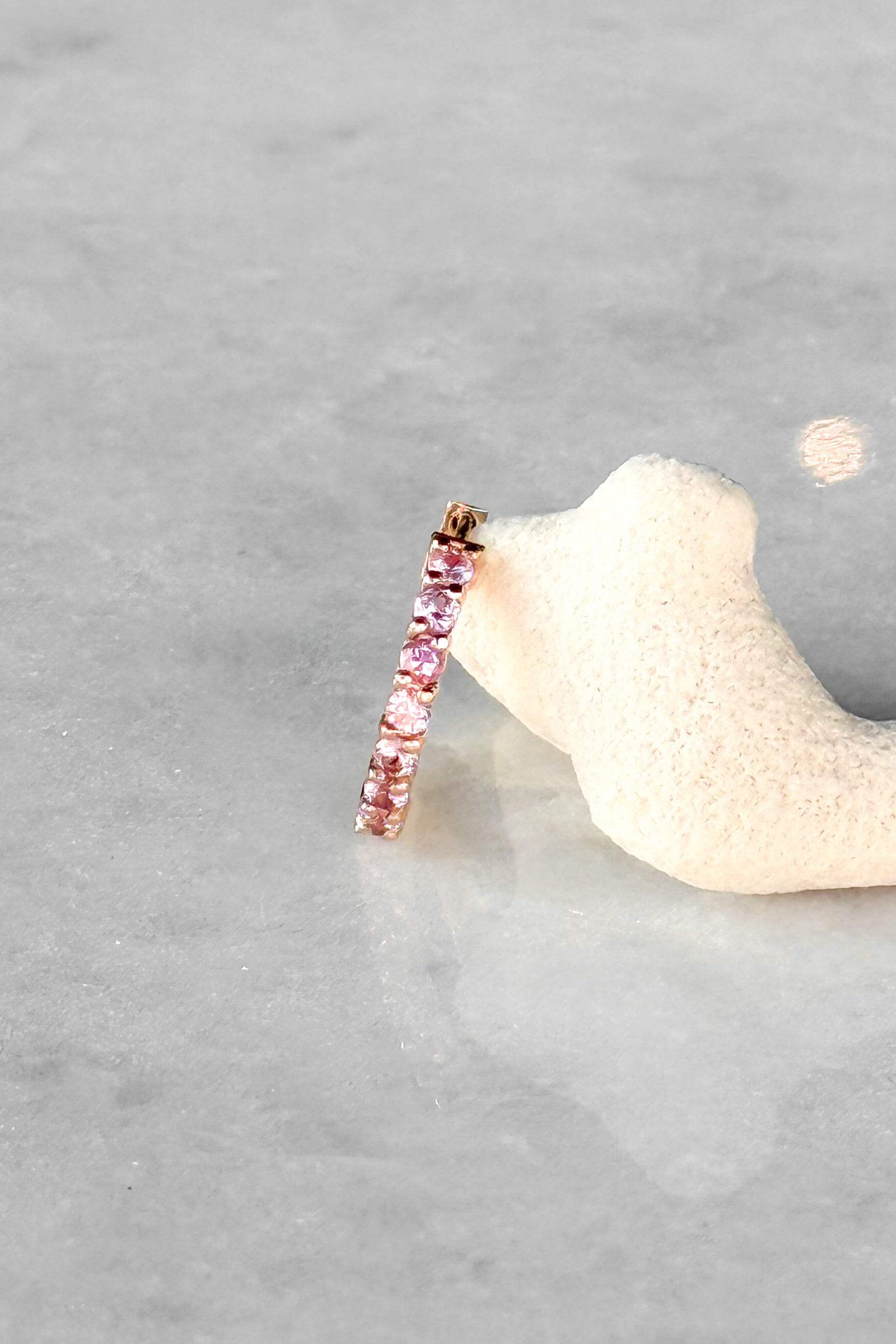 Pink Sapphire Huggie Hoop Earring