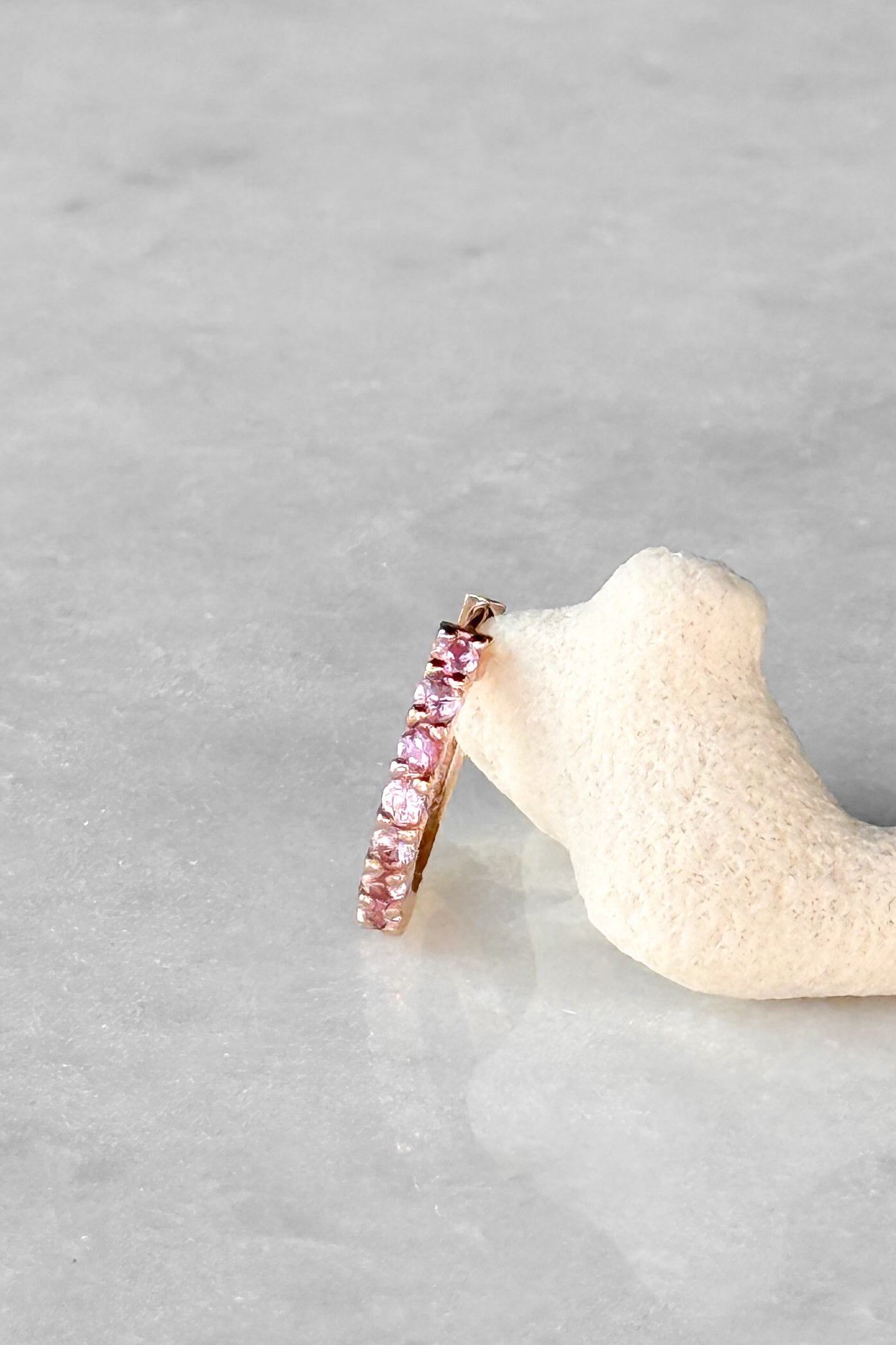 Pink Sapphire Huggie Hoop Earring