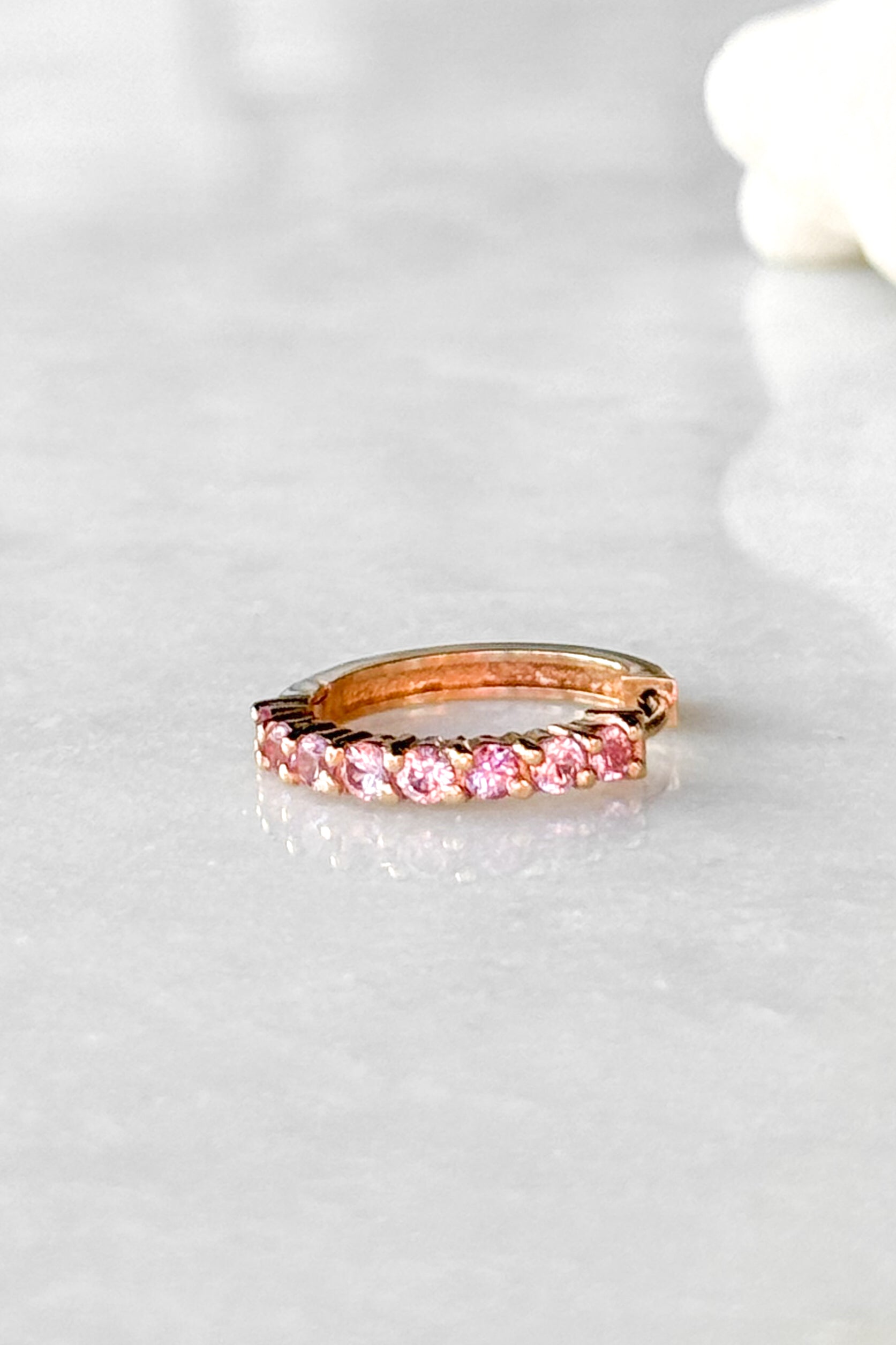 Pink Sapphire Huggie Hoop Earring