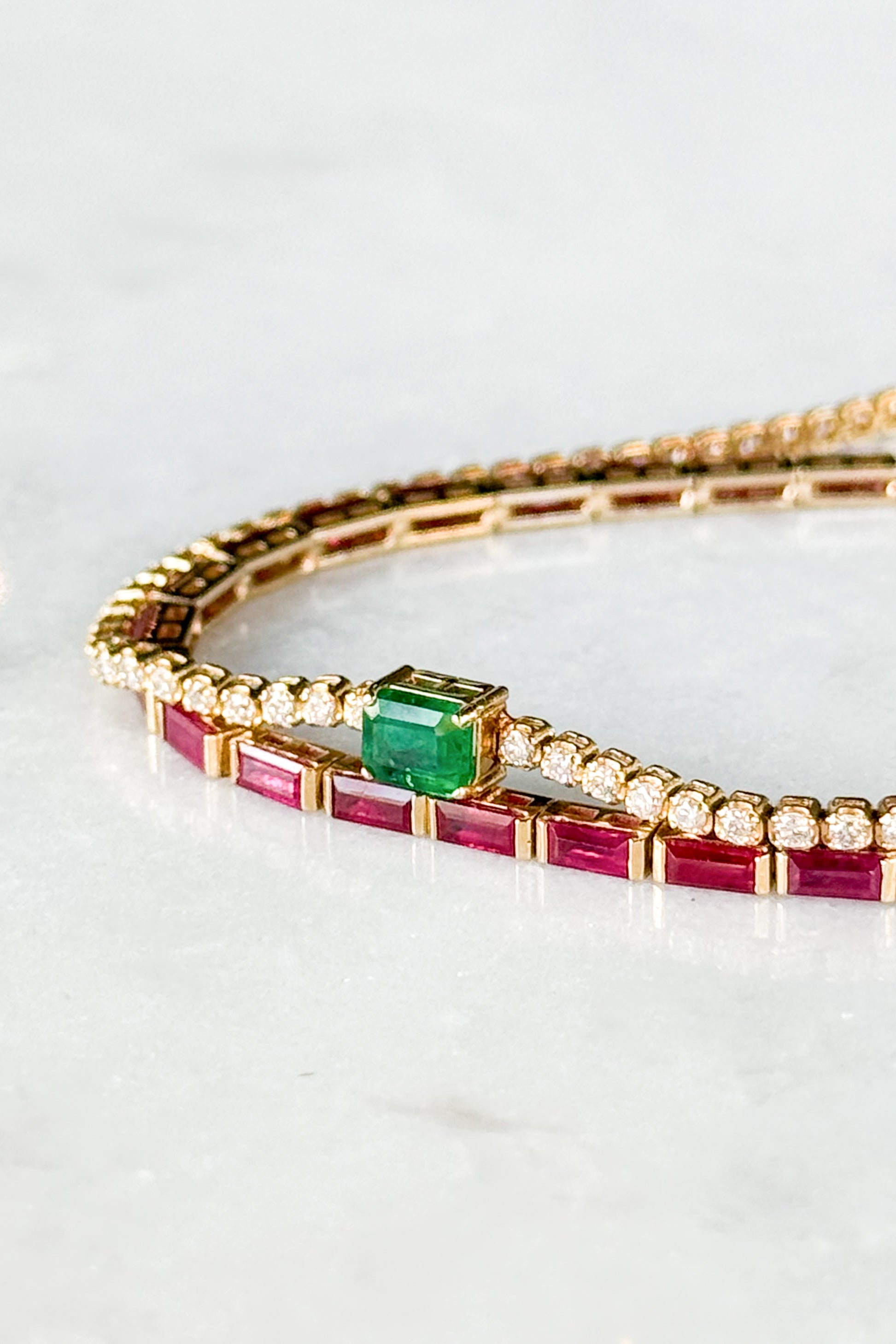 Radiant Emerald & Diamond Tennis Bracelet
