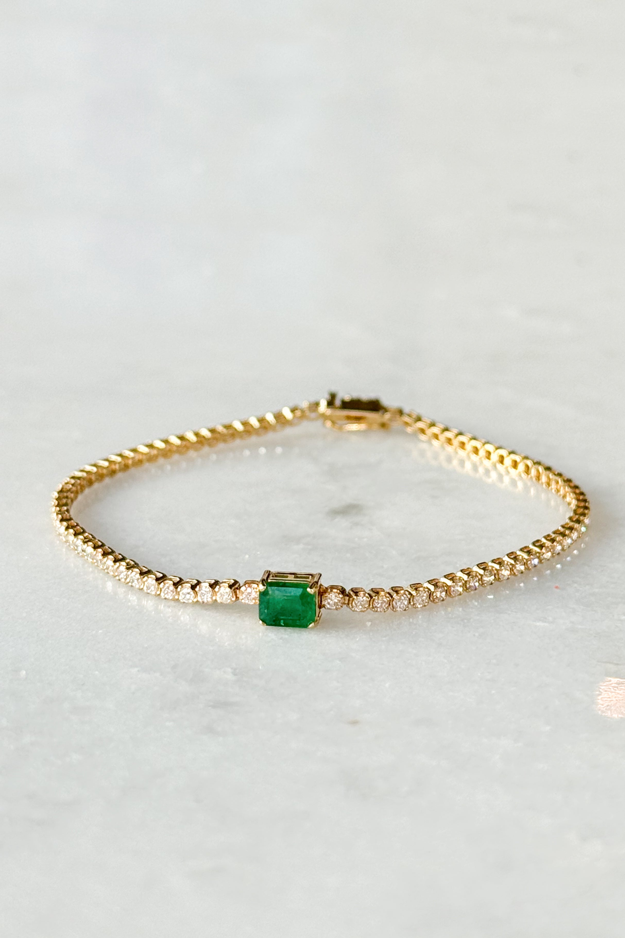 Radiant Emerald & Diamond Tennis Bracelet