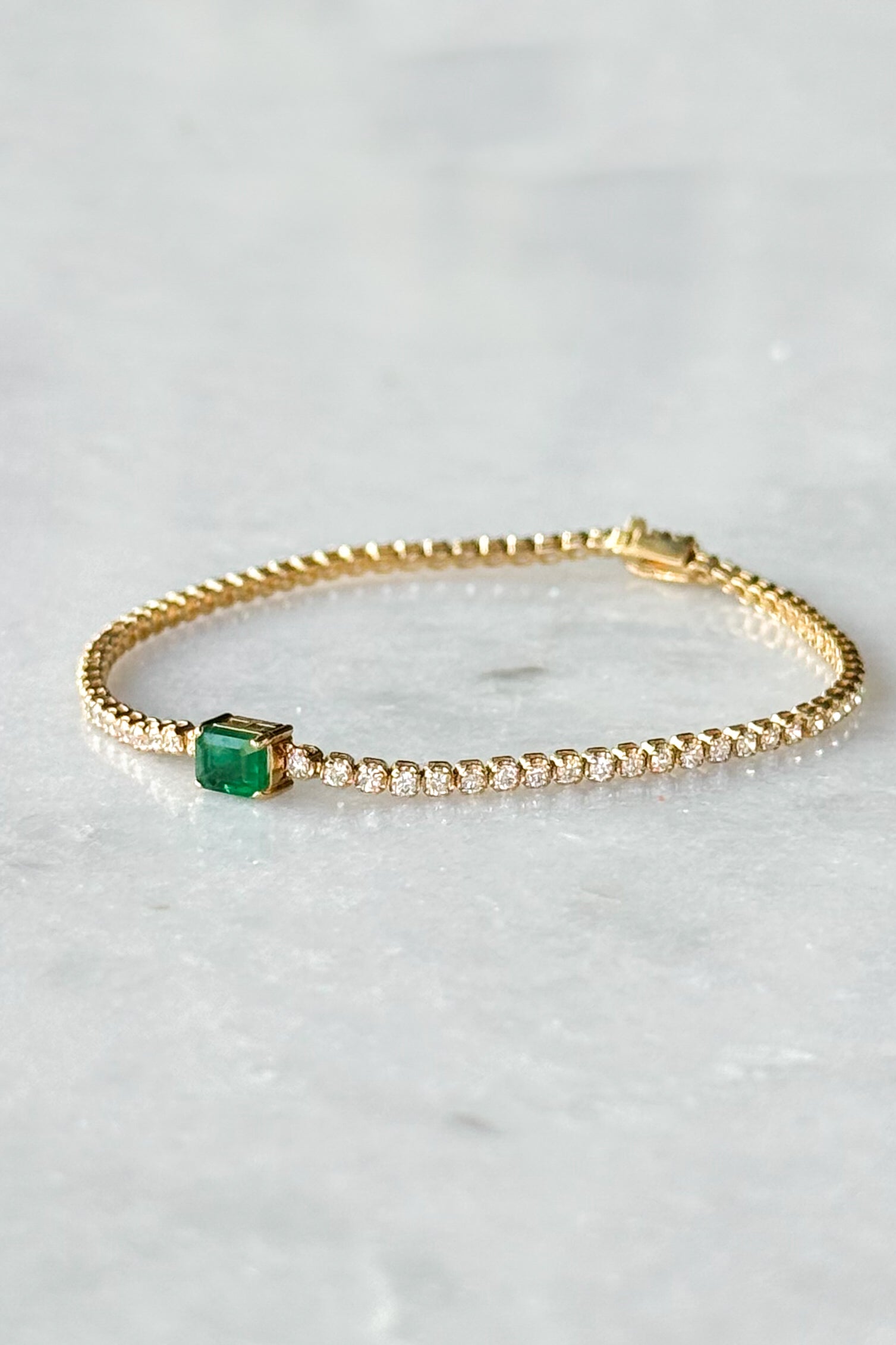 Radiant Emerald & Diamond Tennis Bracelet