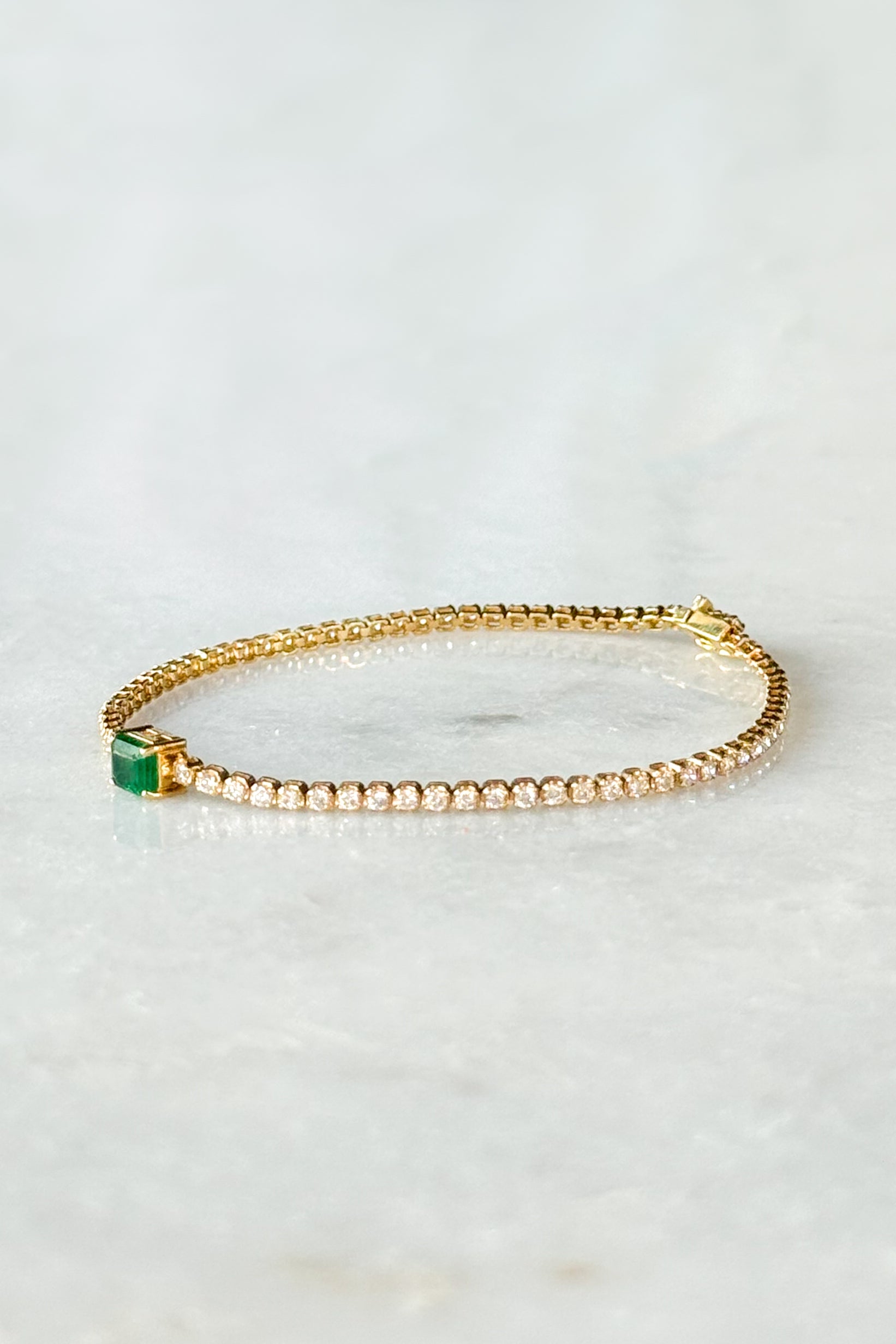 Radiant Emerald & Diamond Tennis Bracelet