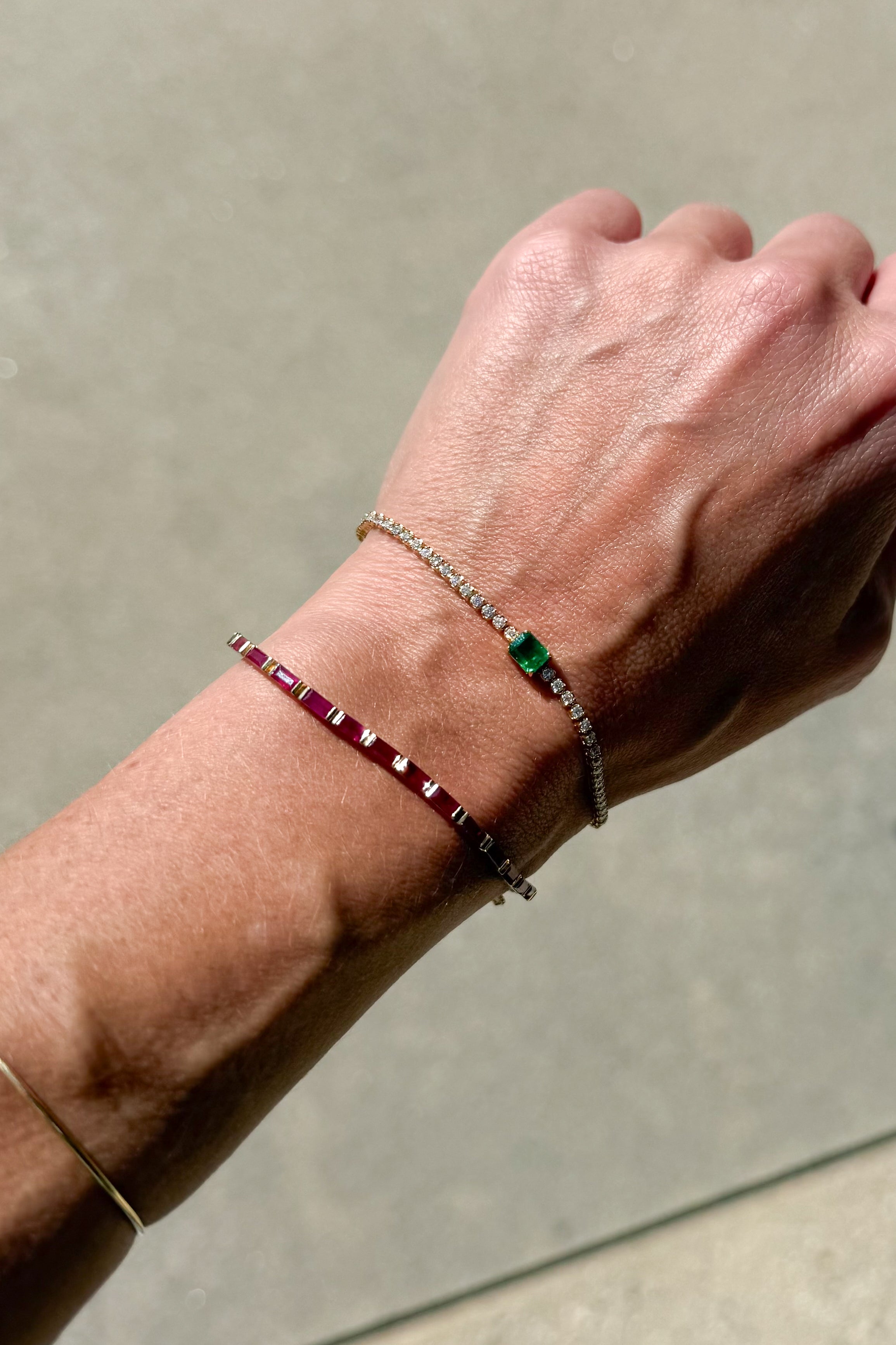 Radiant Emerald & Diamond Tennis Bracelet