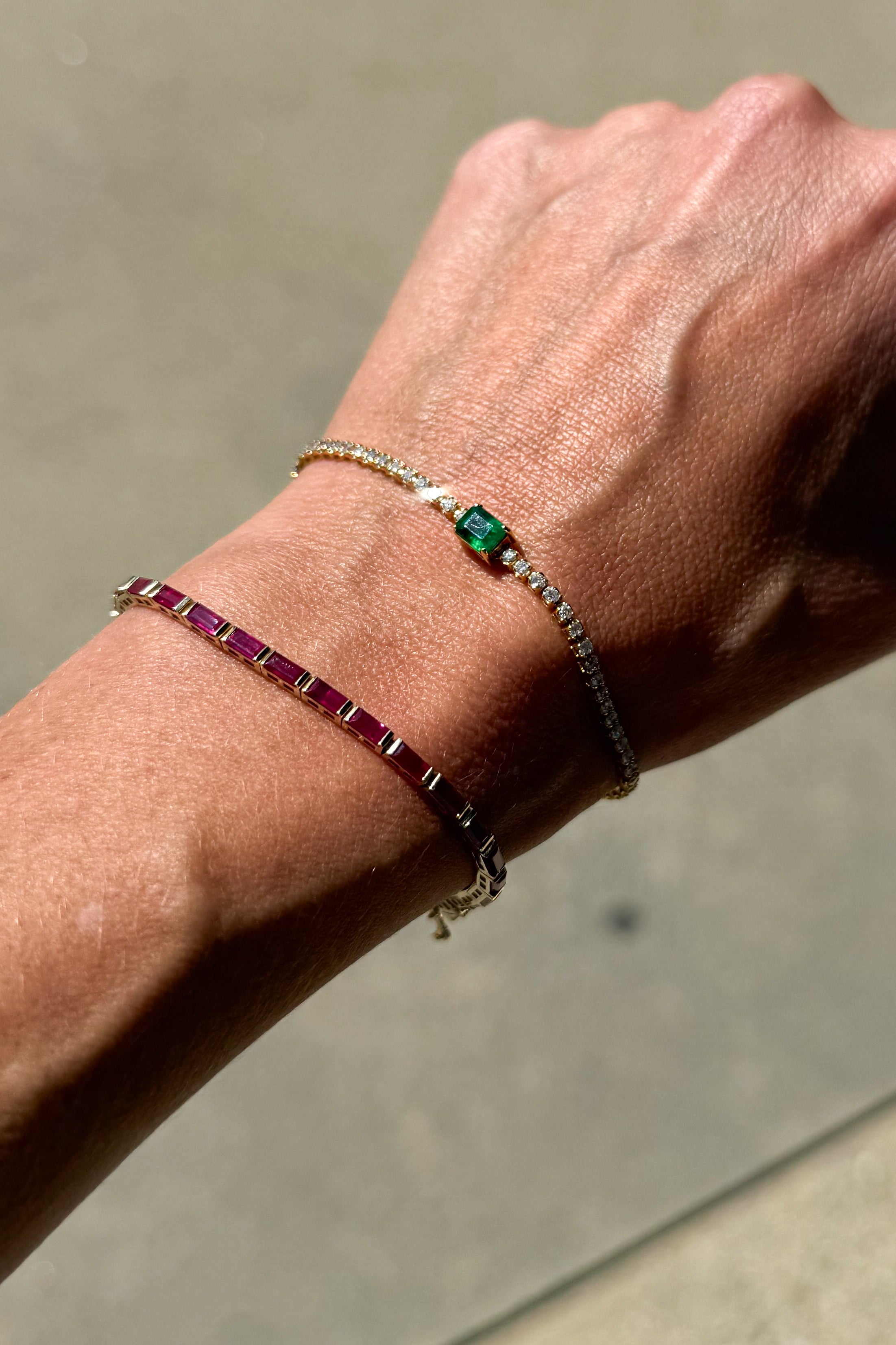 Radiant Emerald & Diamond Tennis Bracelet