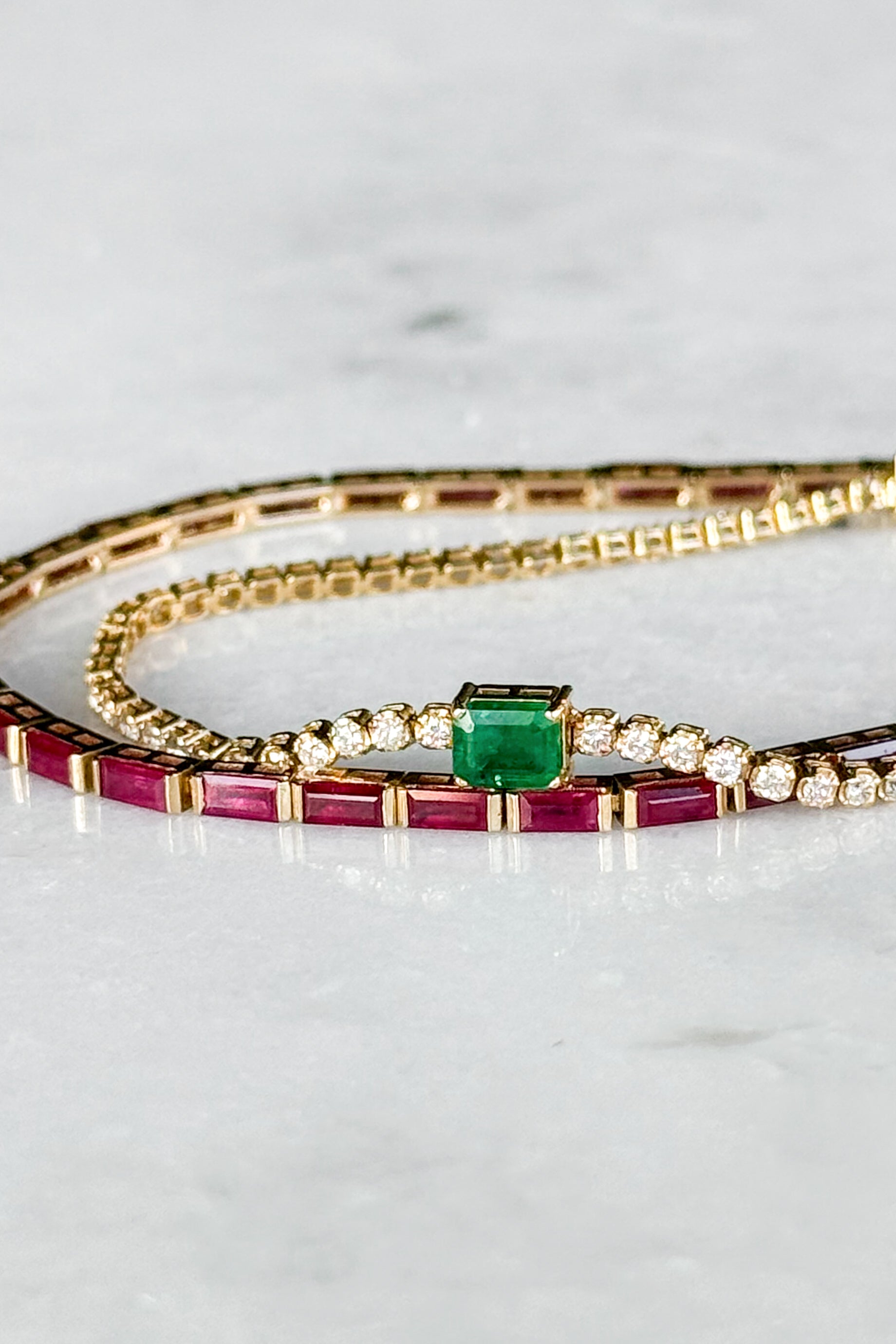 Radiant Emerald & Diamond Tennis Bracelet