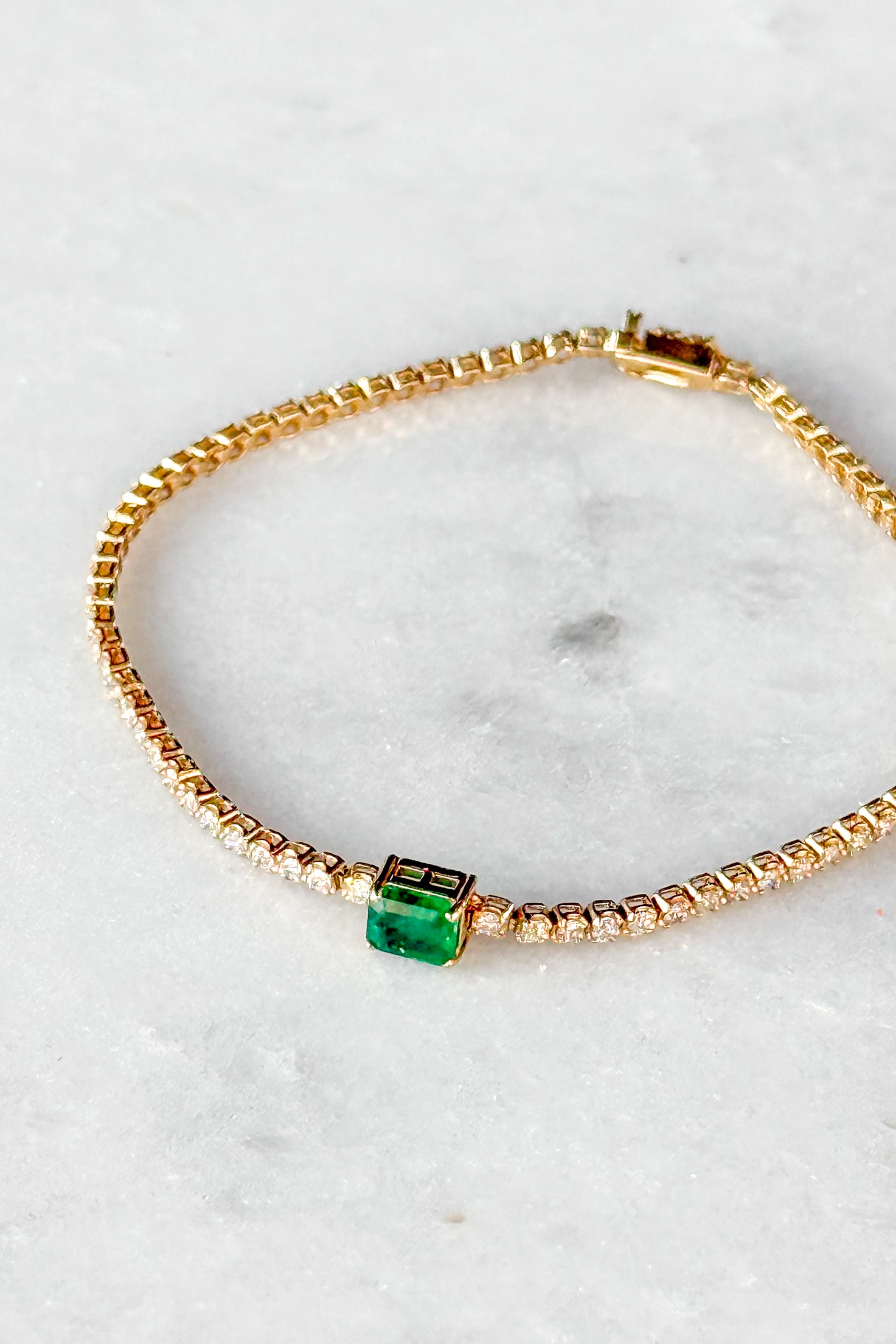 Radiant Emerald & Diamond Tennis Bracelet