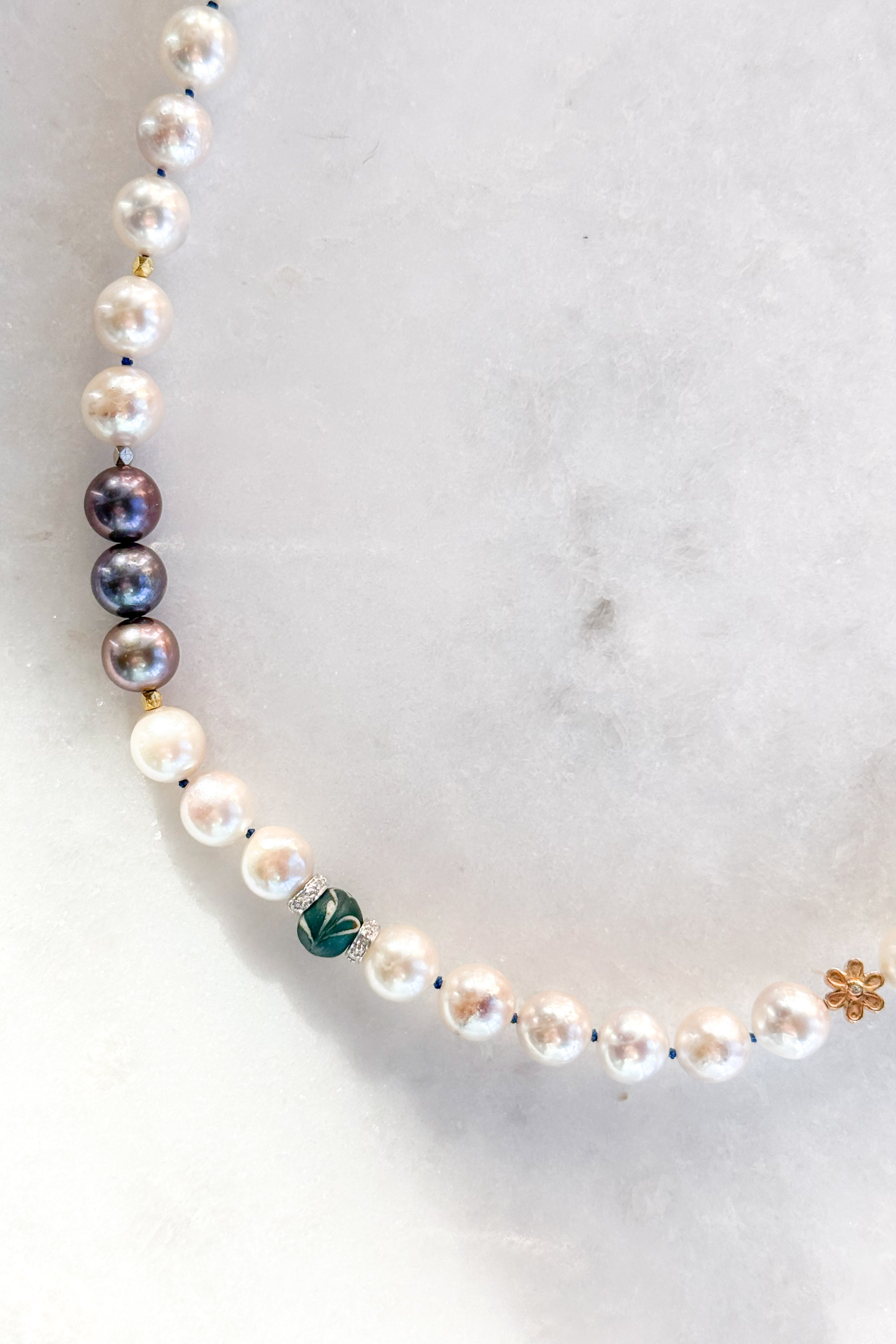 Akoya Blue Daisy Pearl Necklace