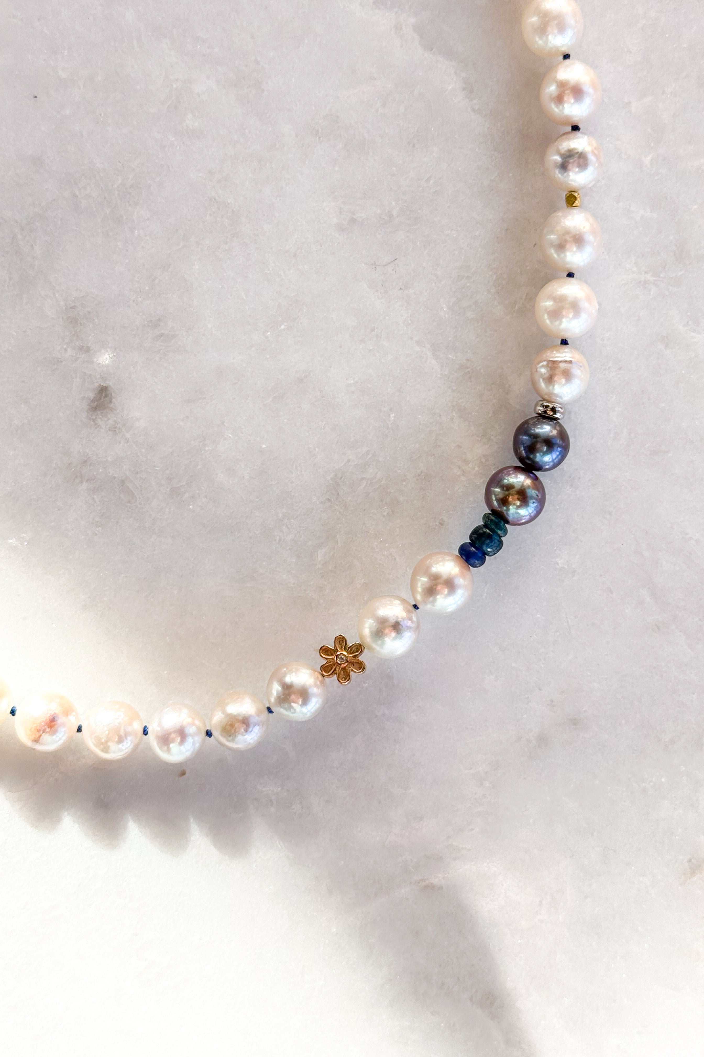 Akoya Blue Daisy Pearl Necklace