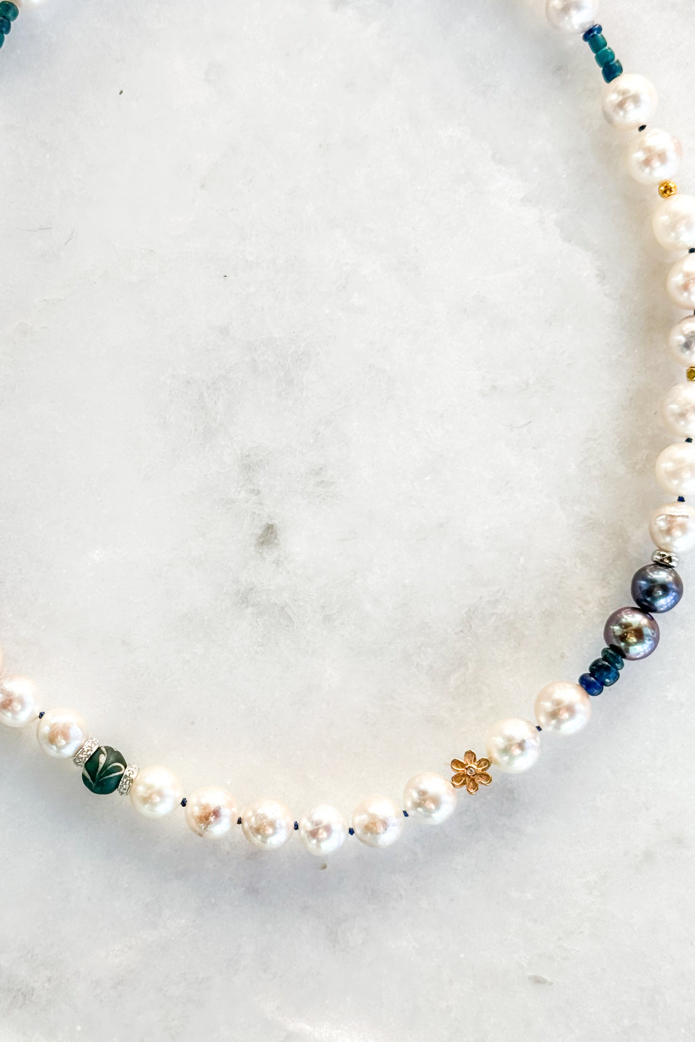Akoya Blue Daisy Pearl Necklace