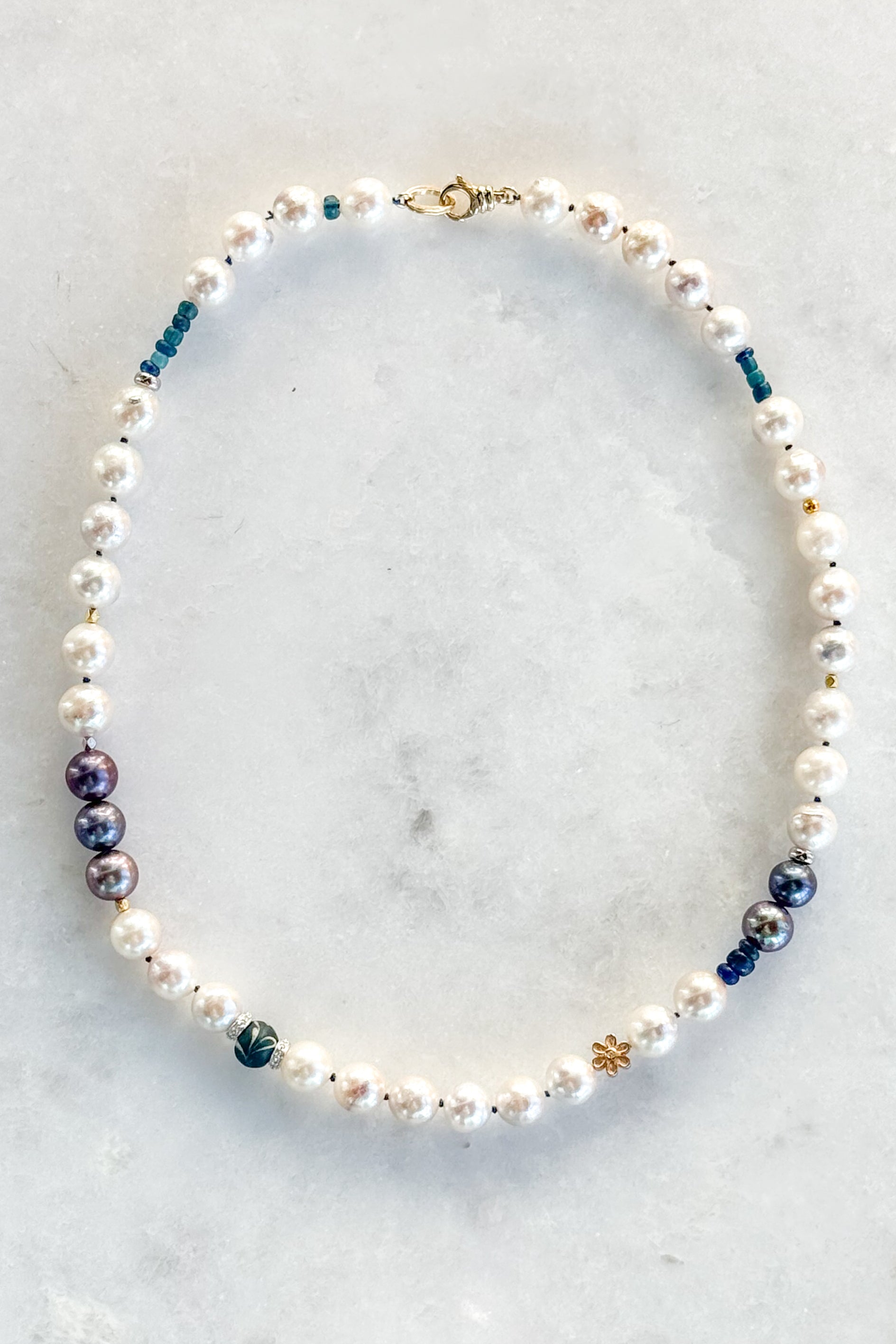 Akoya Blue Daisy Pearl Necklace