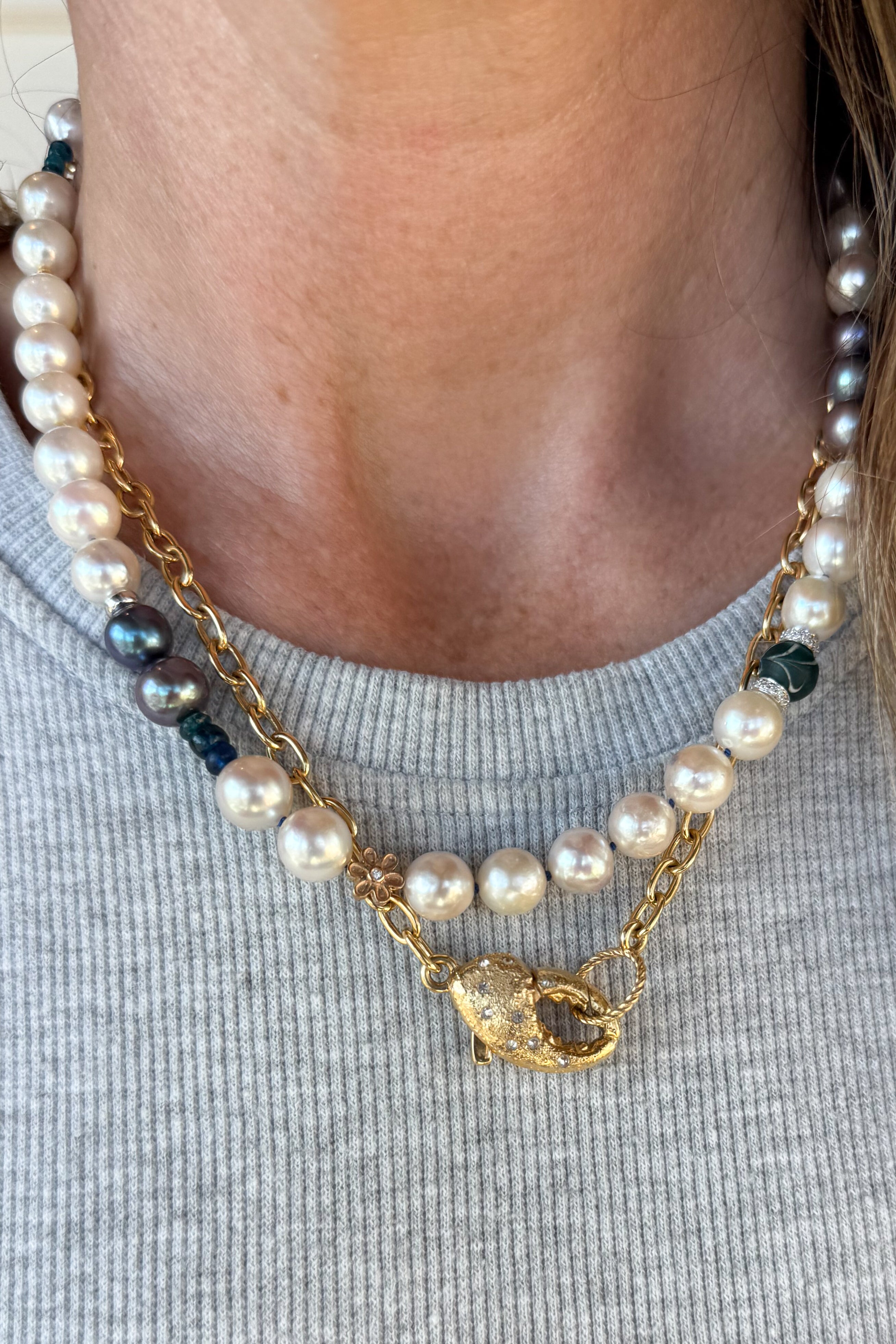 Akoya Blue Daisy Pearl Necklace