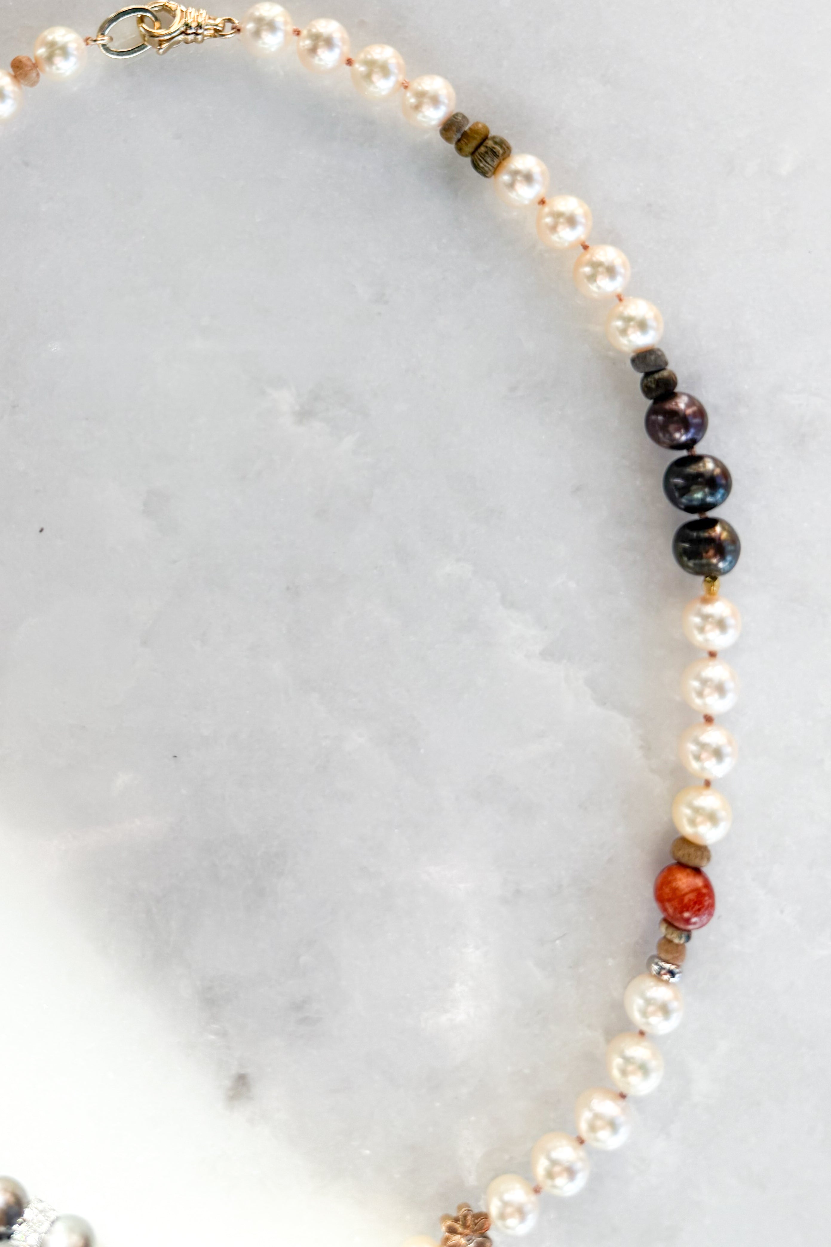 Akoya Coral Daisy Pearl Necklace