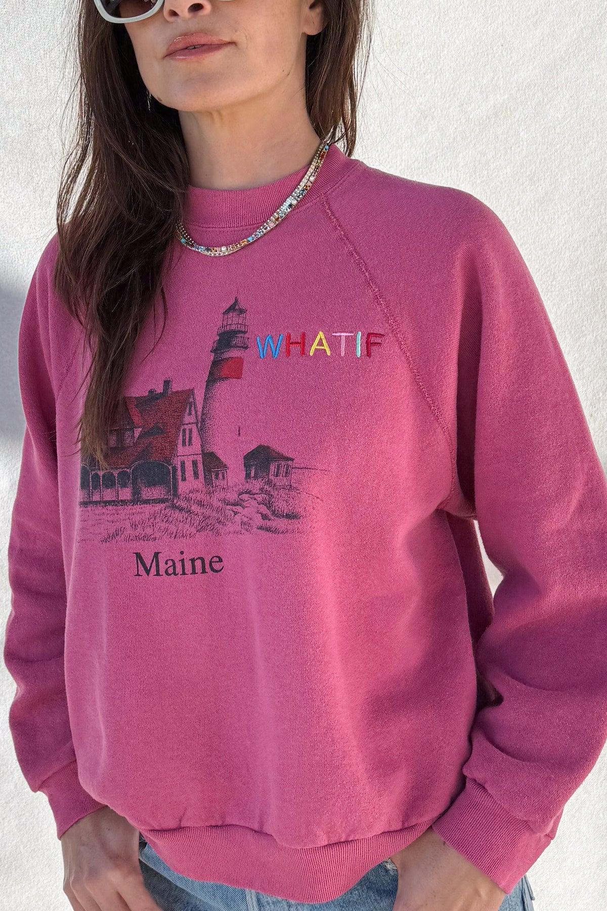 Tourist What If "Maine" Sweatshirt - Raspberry S