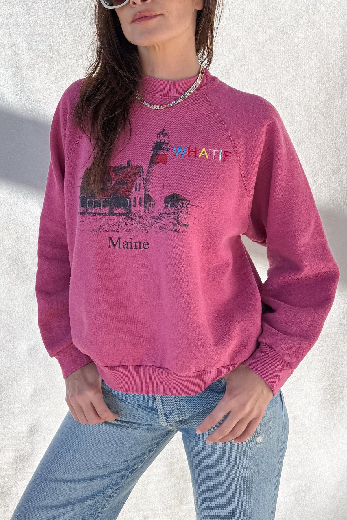 Tourist What If "Maine" Sweatshirt - Raspberry S