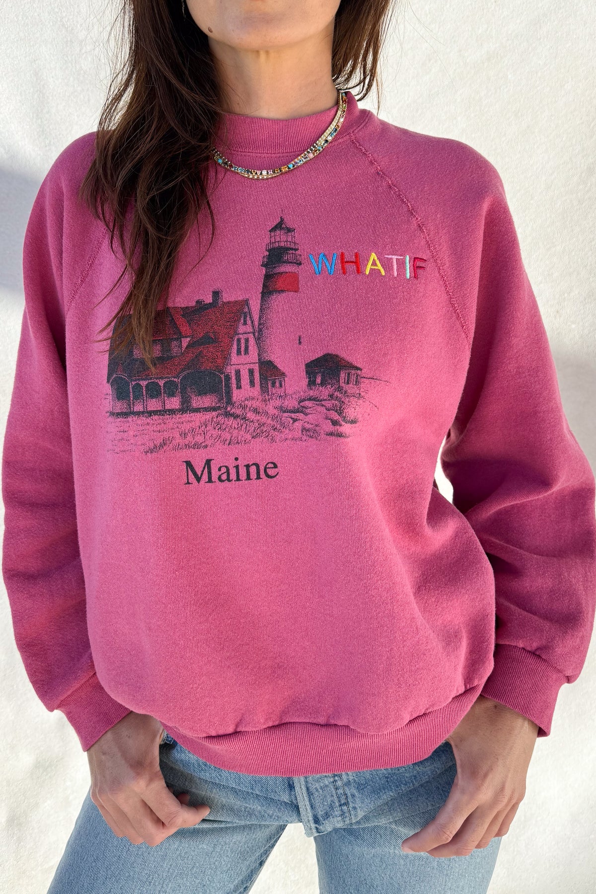 Tourist What If "Maine" Sweatshirt - Raspberry S