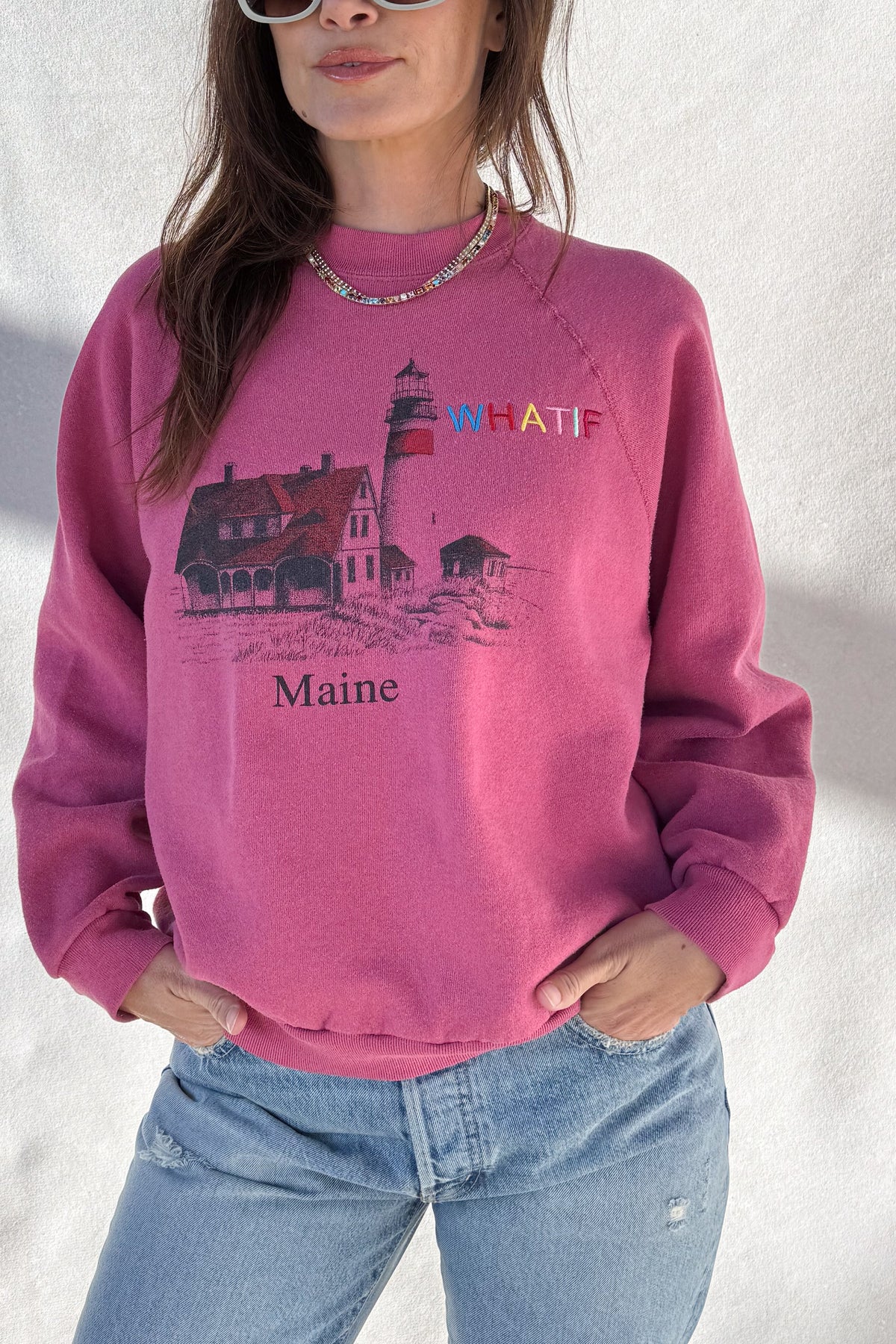 Tourist What If "Maine" Sweatshirt - Raspberry S