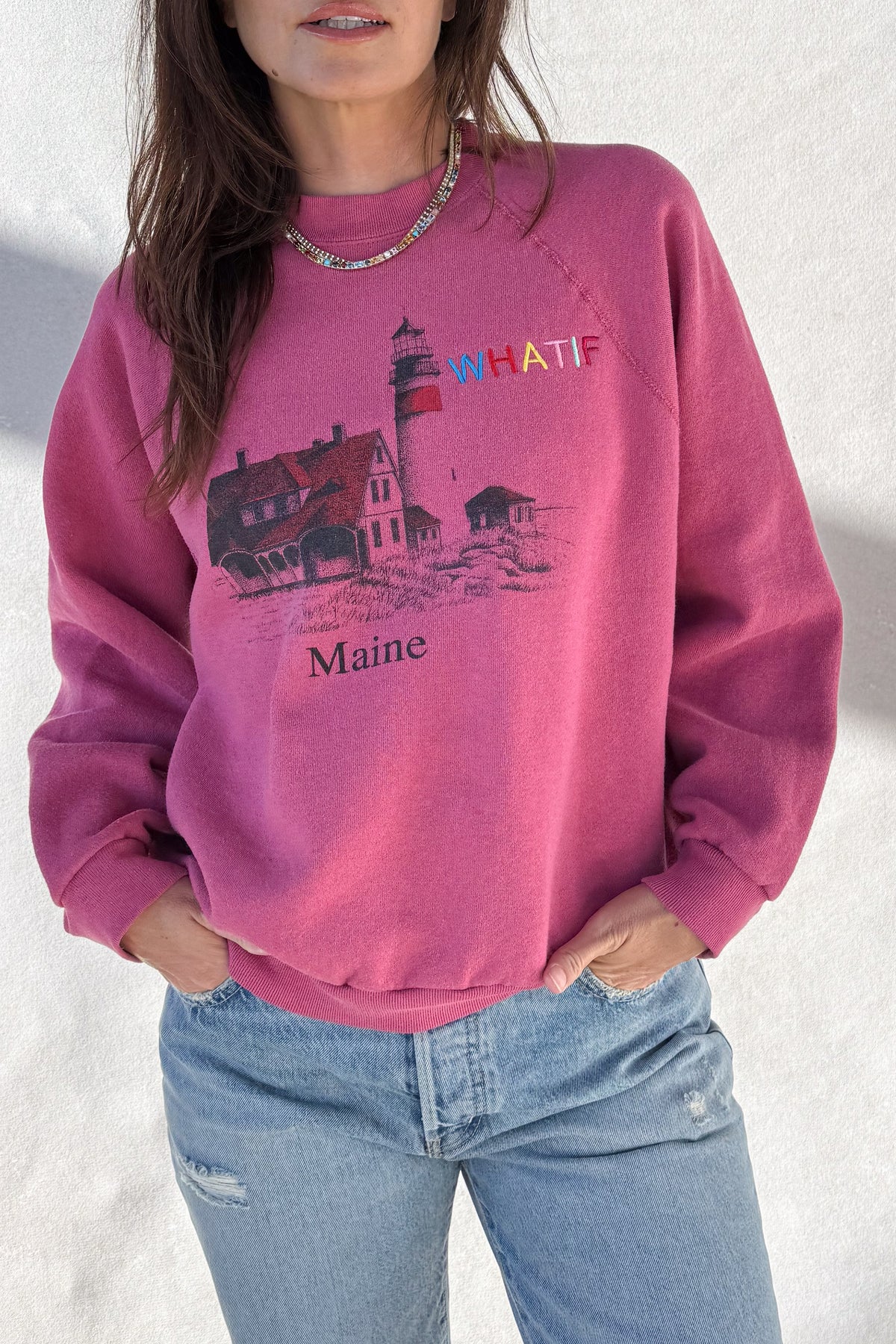 Tourist What If "Maine" Sweatshirt - Raspberry S