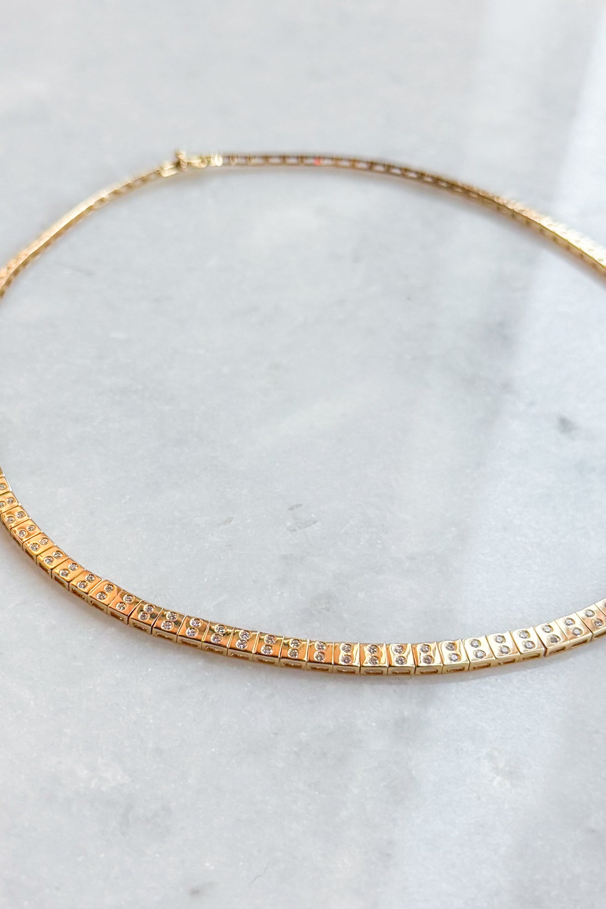 Double Diamond Leggo Tennis Necklace