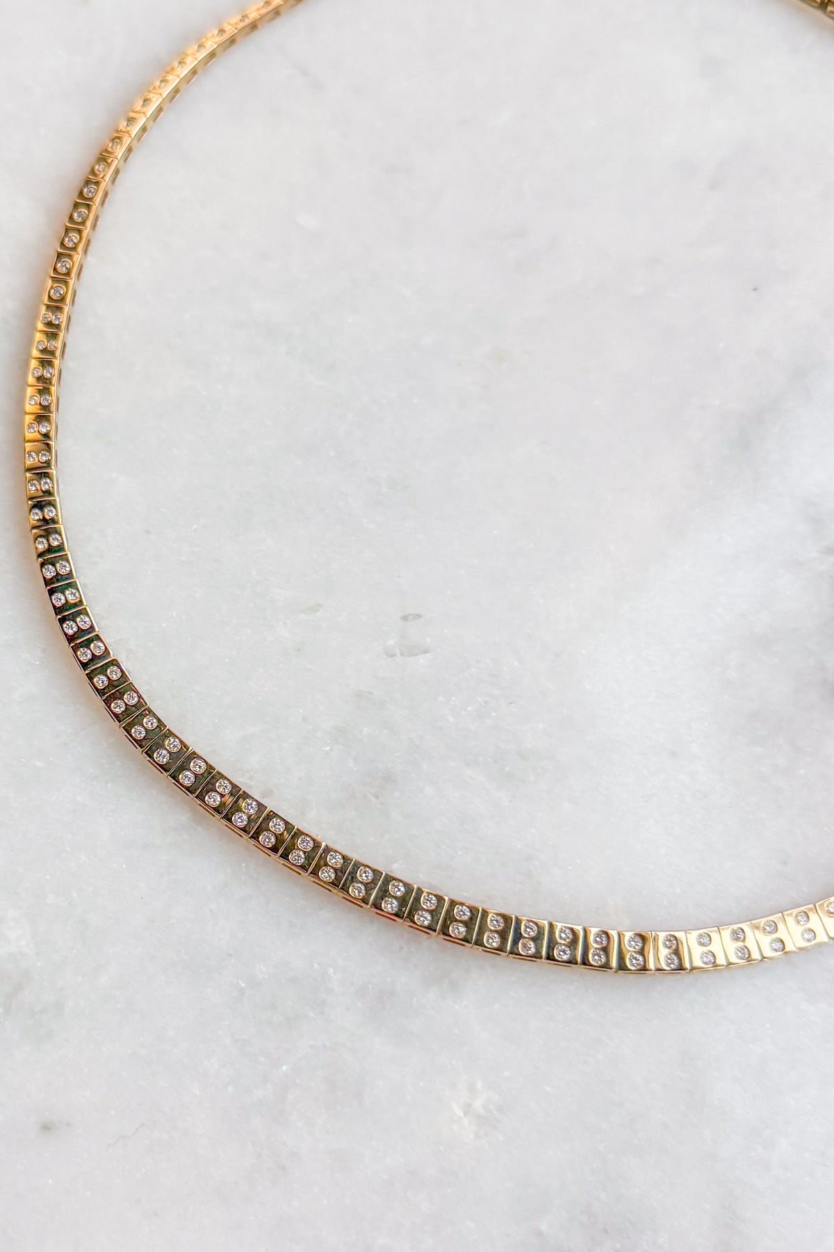 Double Diamond Leggo Tennis Necklace