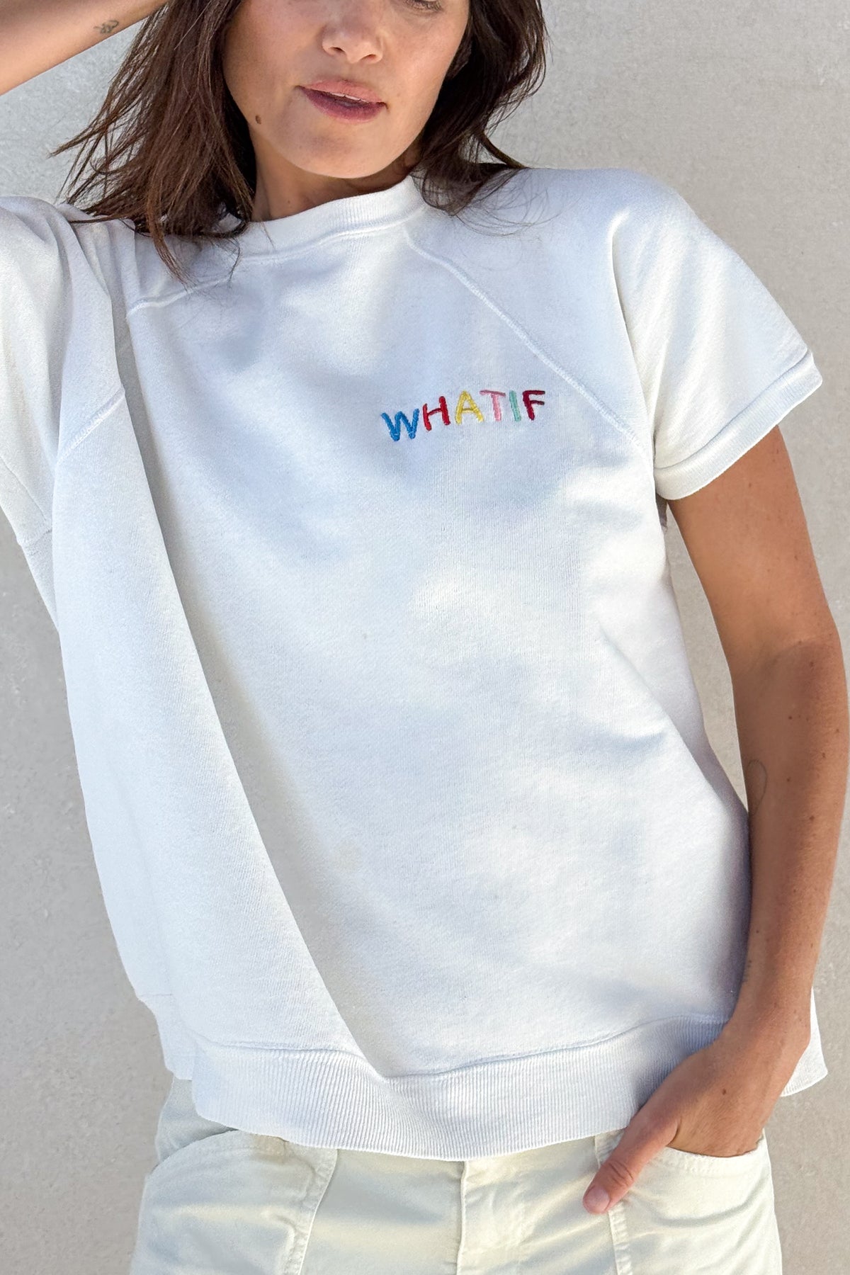 What If Short Sleeve Sweatshirt - White S/M