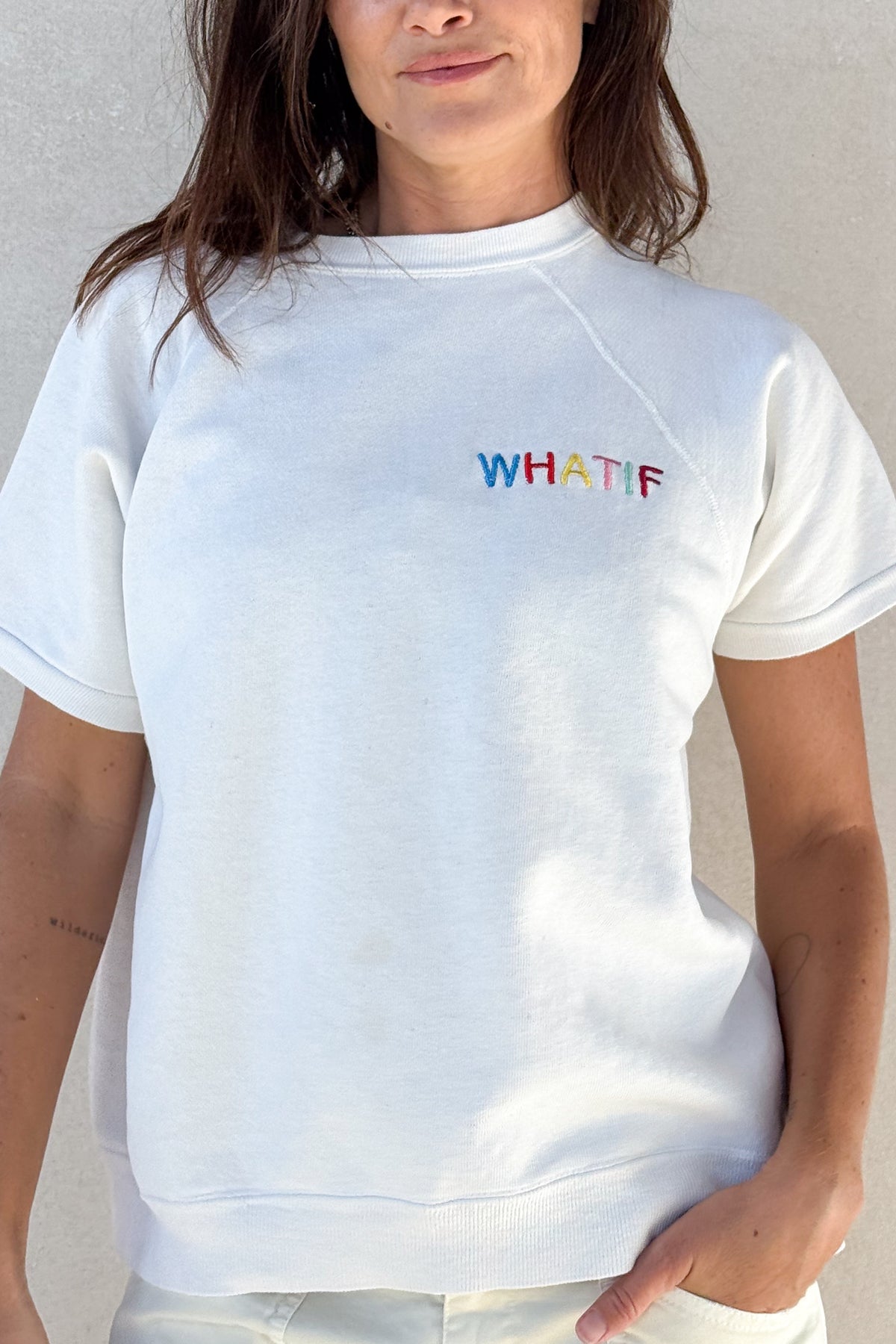 What If Short Sleeve Sweatshirt - White S/M