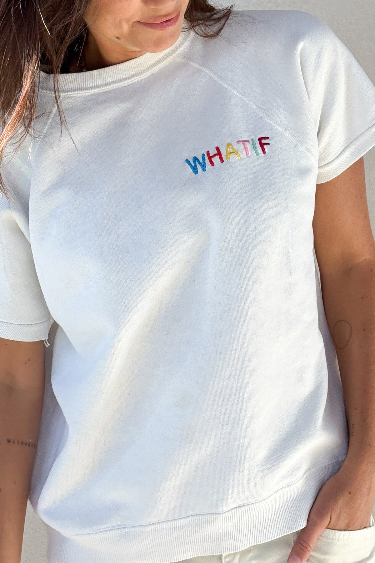 What If Short Sleeve Sweatshirt - White S/M