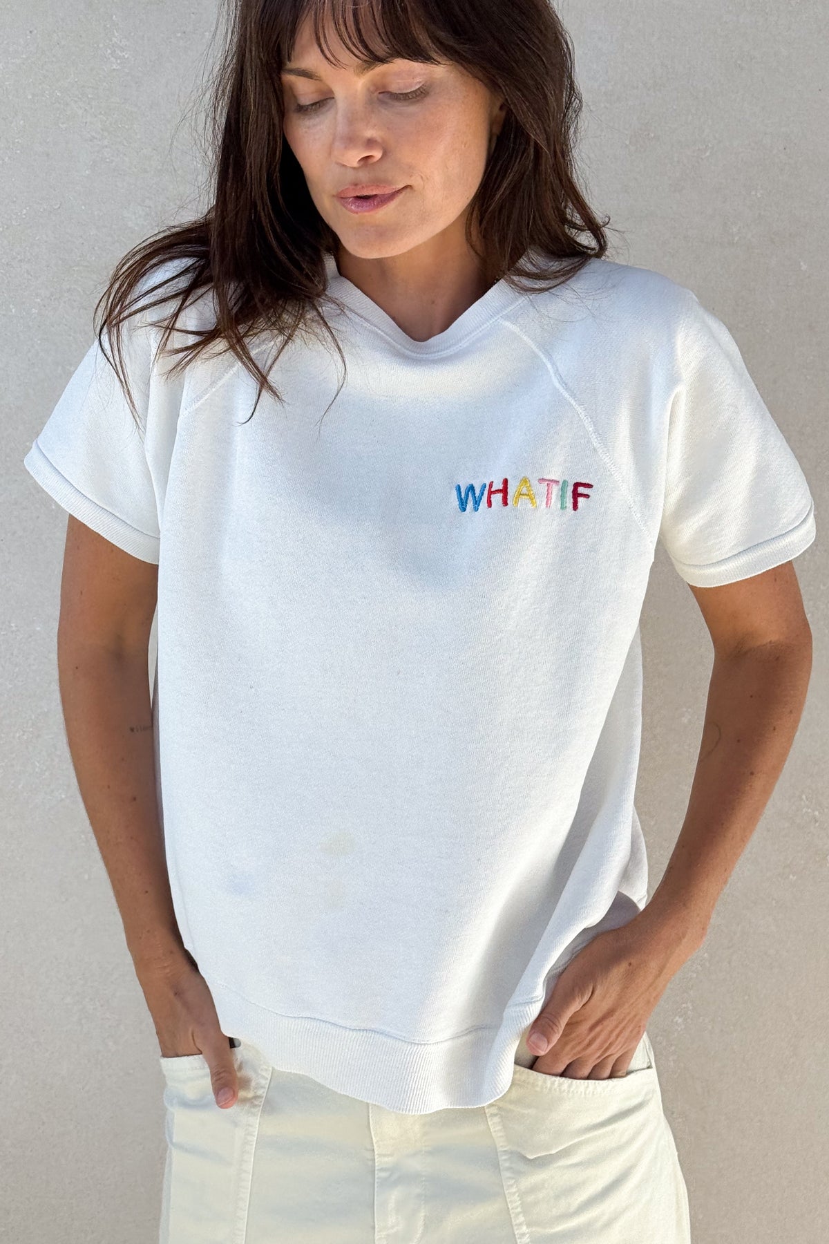 What If Short Sleeve Sweatshirt - White S/M