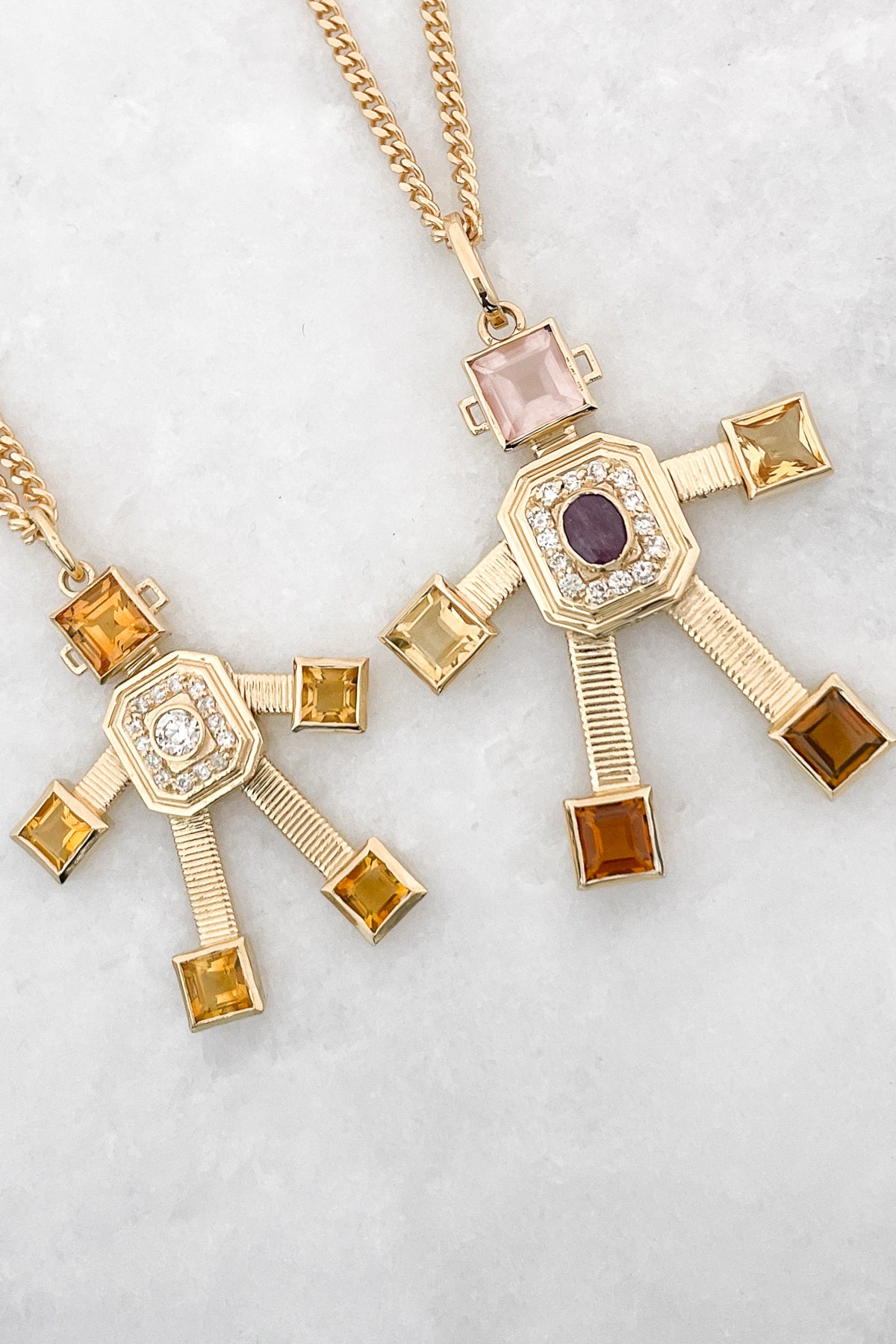 Citrine Piccolo Robot Necklace