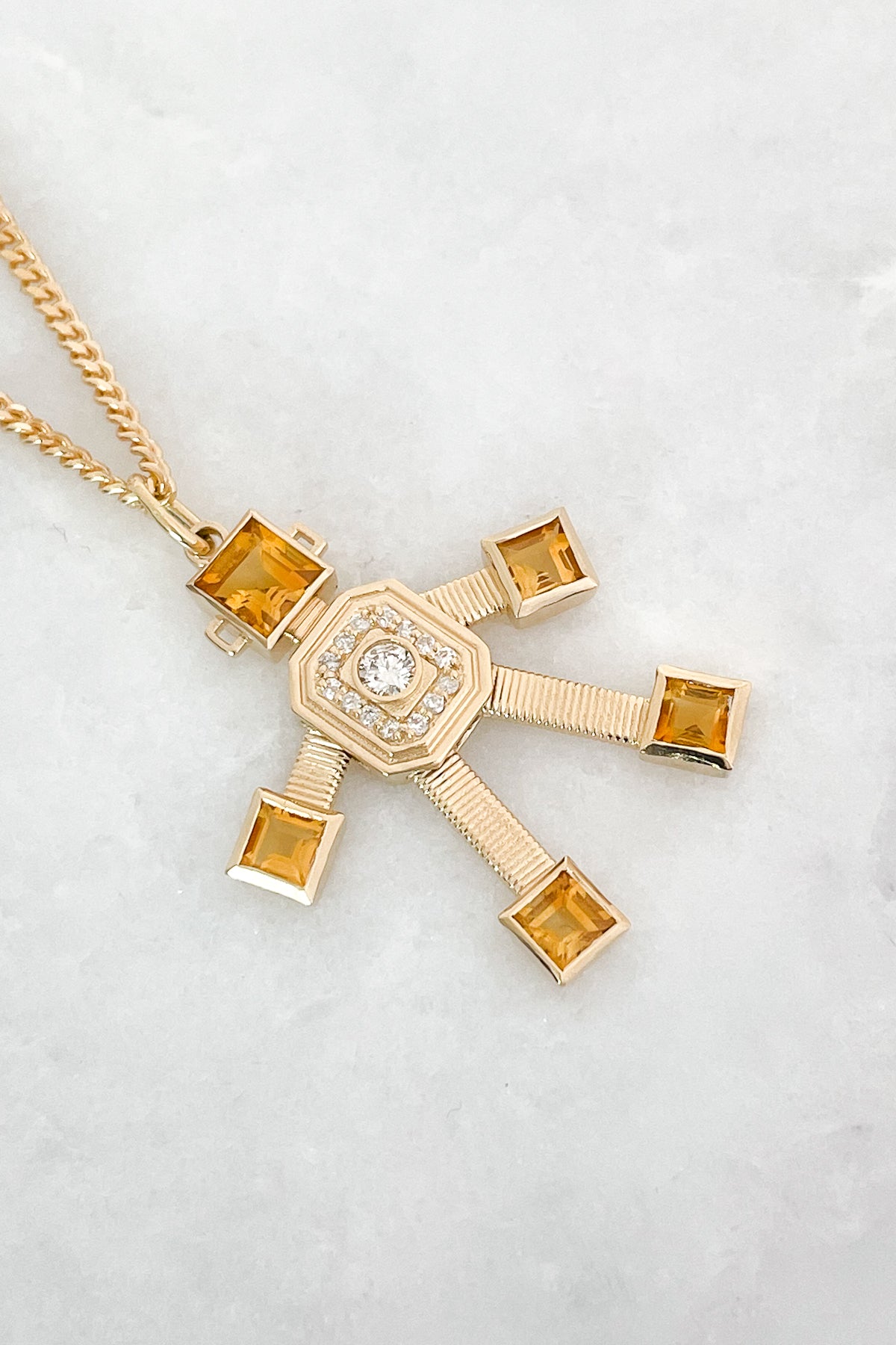 Citrine Piccolo Robot Necklace