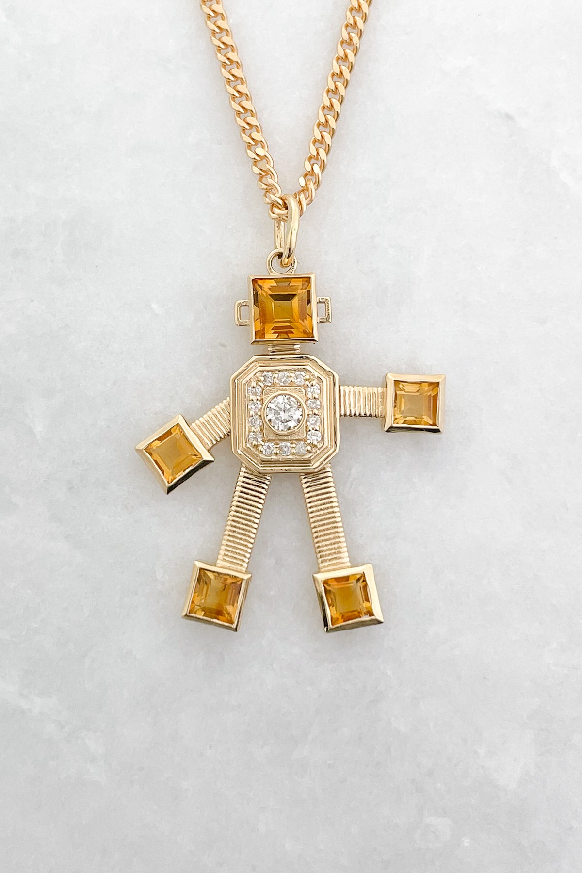 Citrine Piccolo Robot Necklace