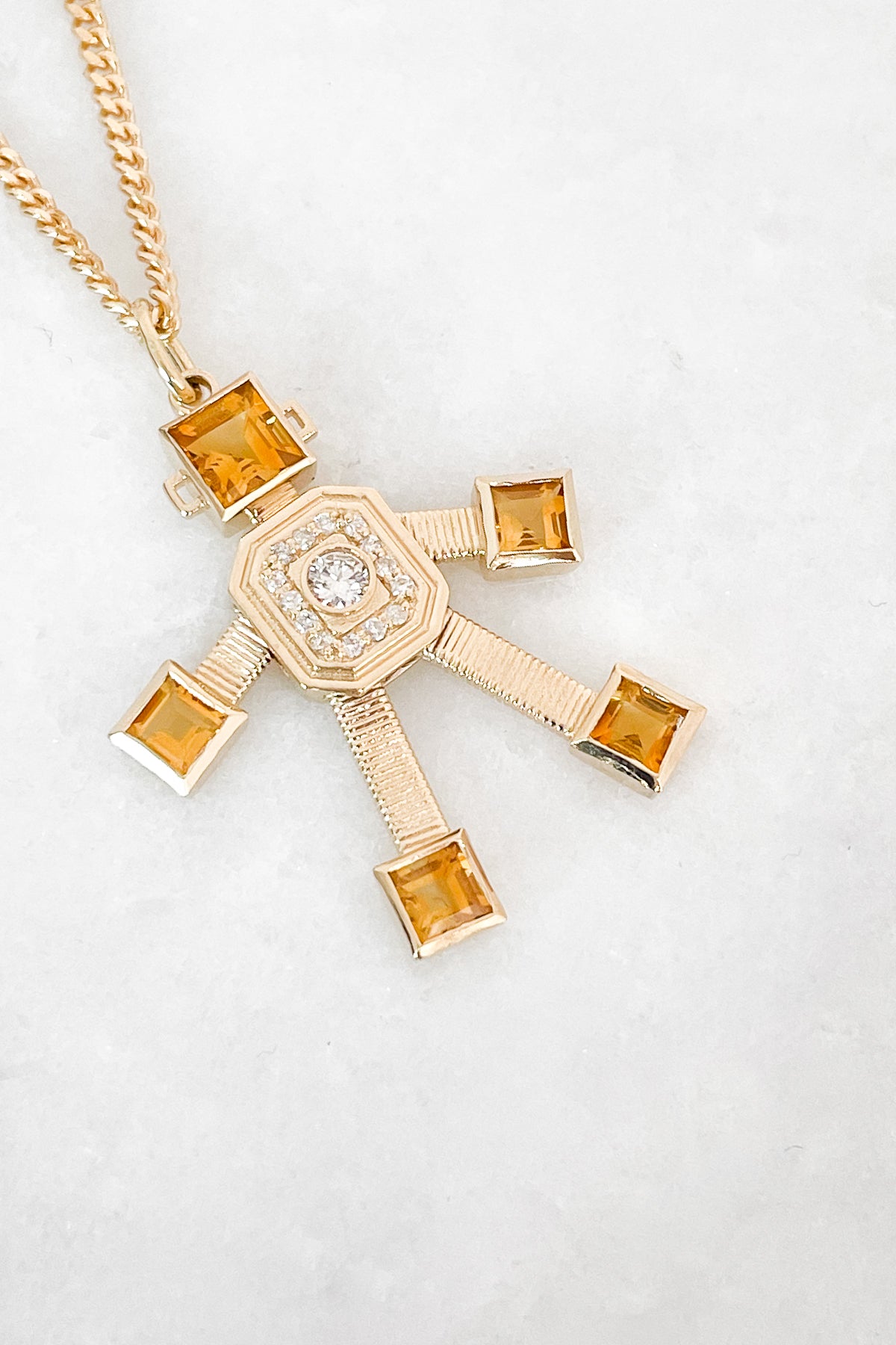 Citrine Piccolo Robot Necklace