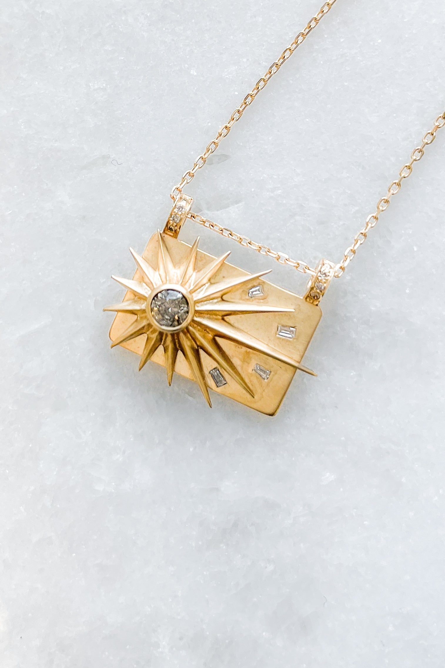 Full Sun & Diamonds Plate Necklace