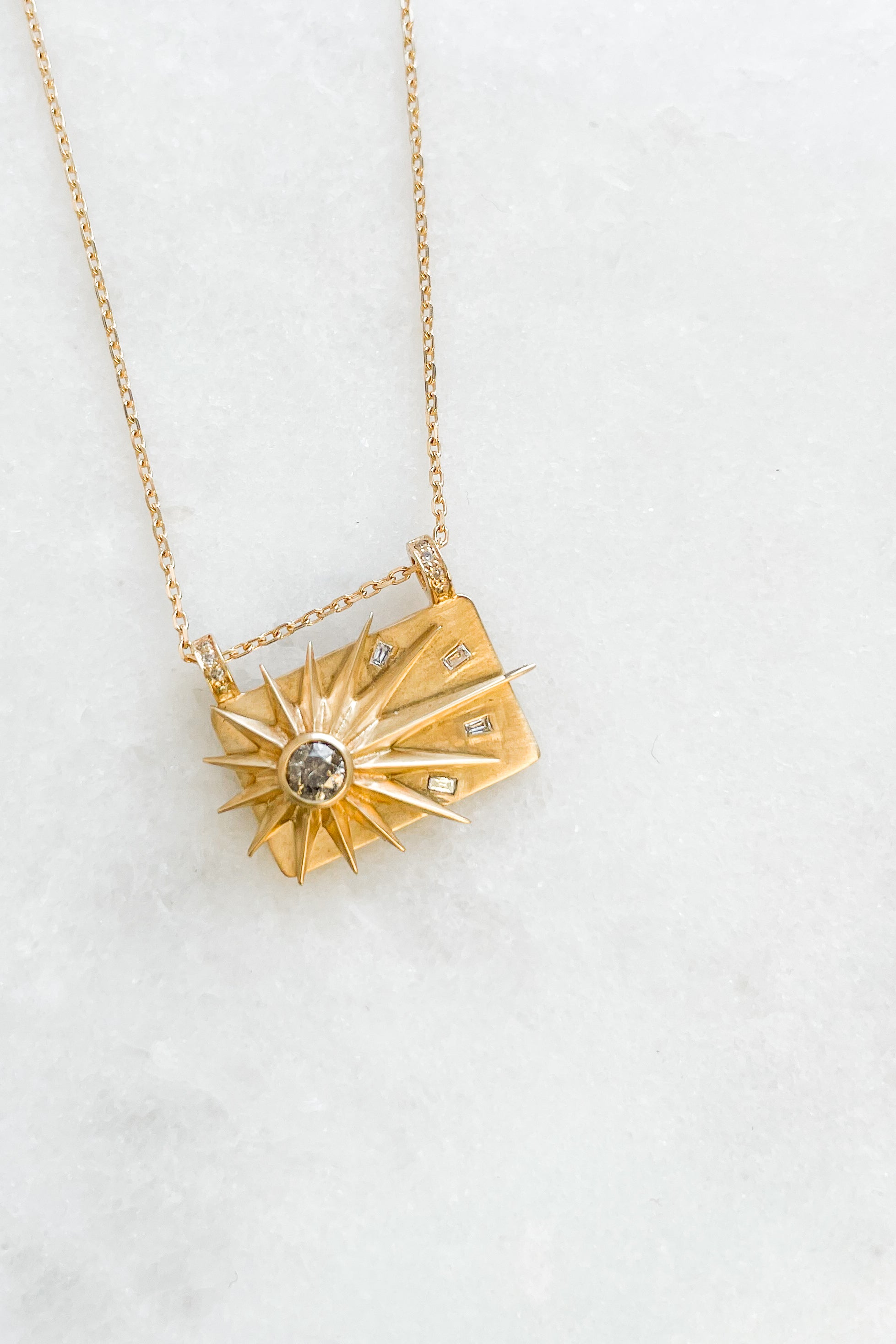 Full Sun & Diamonds Plate Necklace
