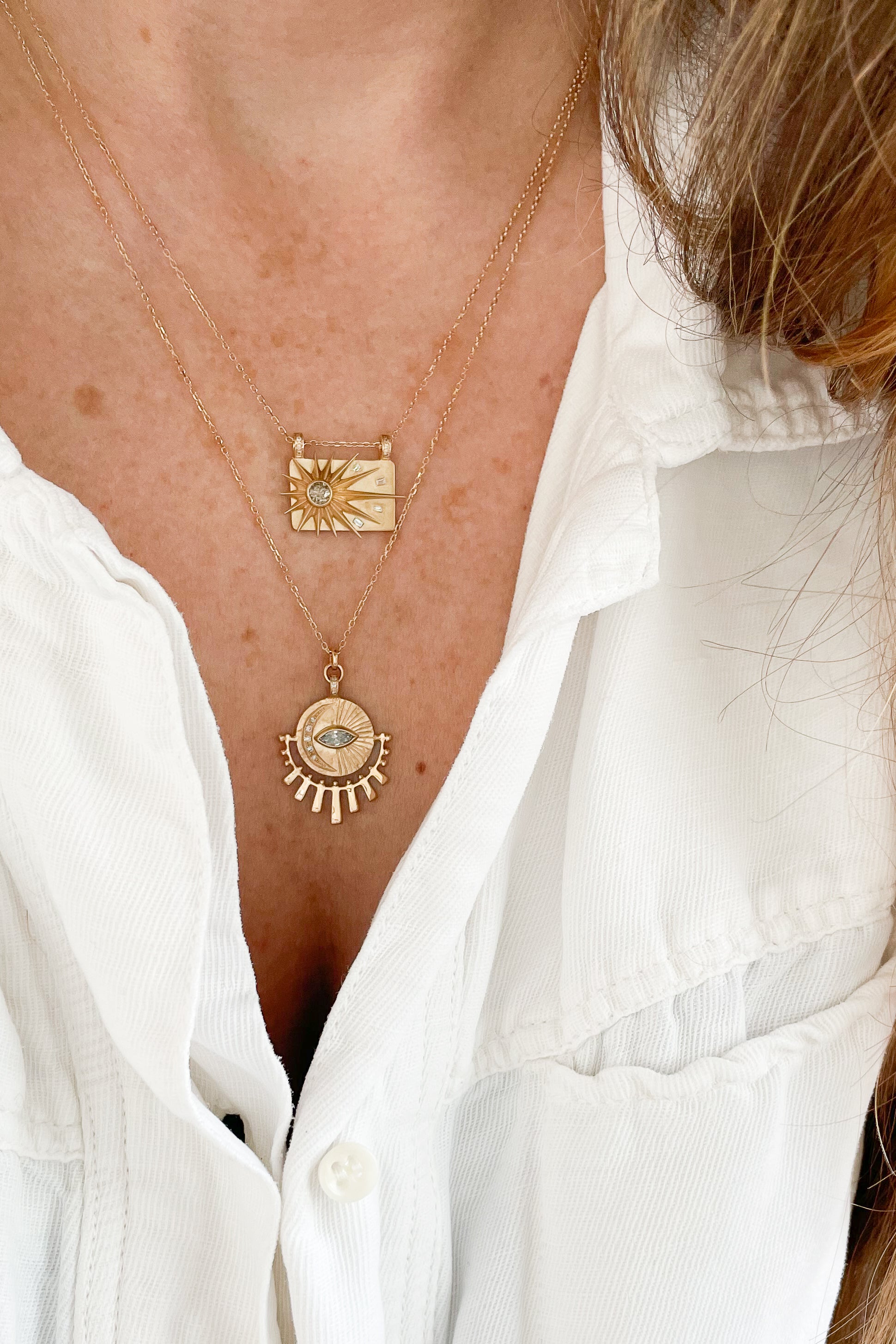 Full Sun & Diamonds Plate Necklace