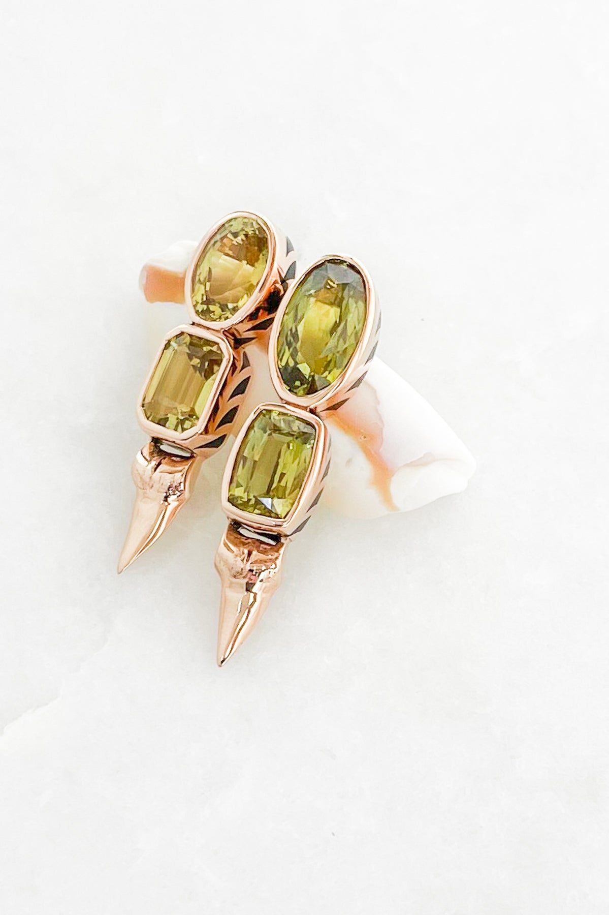 Chrysoberyl Shark Tooth Earrings