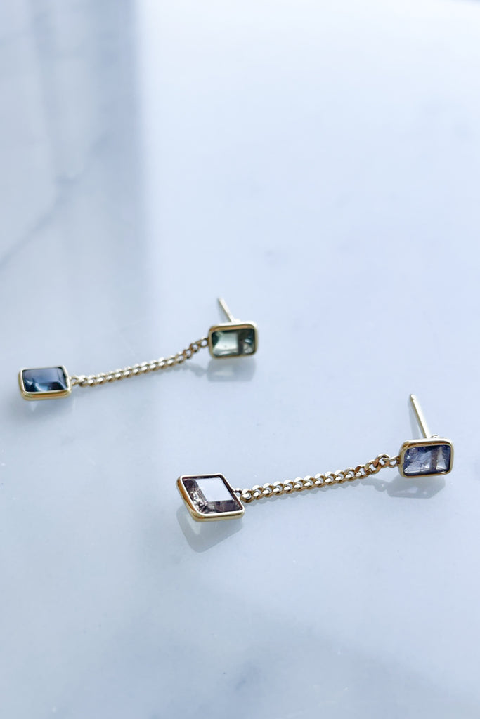 Objet-a Curb Chain Earrings, Sapphire