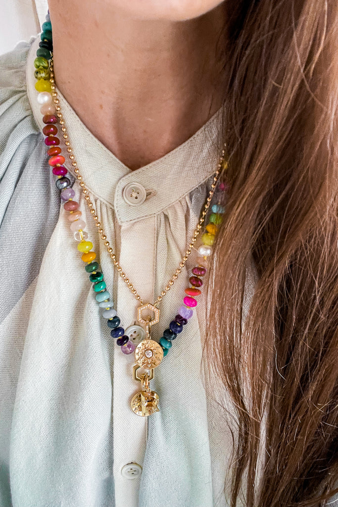 Florence Multi Coloured Gemstone Necklace Gold | LATELITA | Wolf & Badger