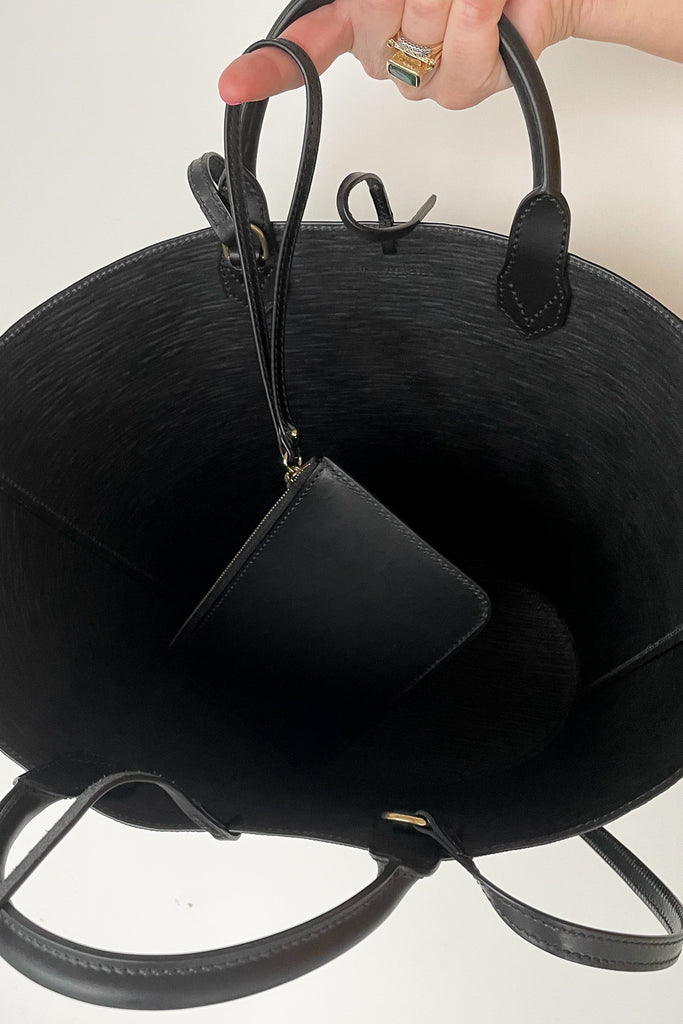 Black Embossed Cesta Bag
